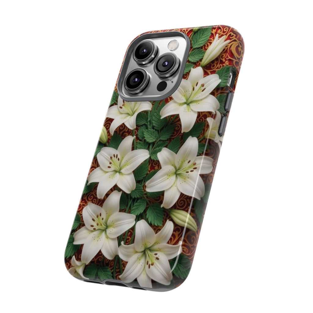 Luxury Lily Phone Case Elegant Floral Ornate Botanical Style Pristine White Bloom Motif Unique Accessory for iPhone Samsung Pixel Devices