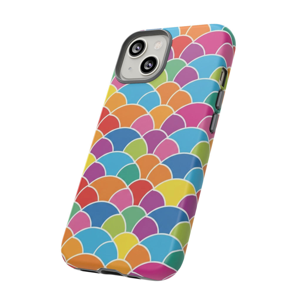 Colorful Scallop Pattern Phone Case Vibrant Protective Mermaid Scales Cover Eye-Catching Abstract Design for Samsung iPhone Pixel Models