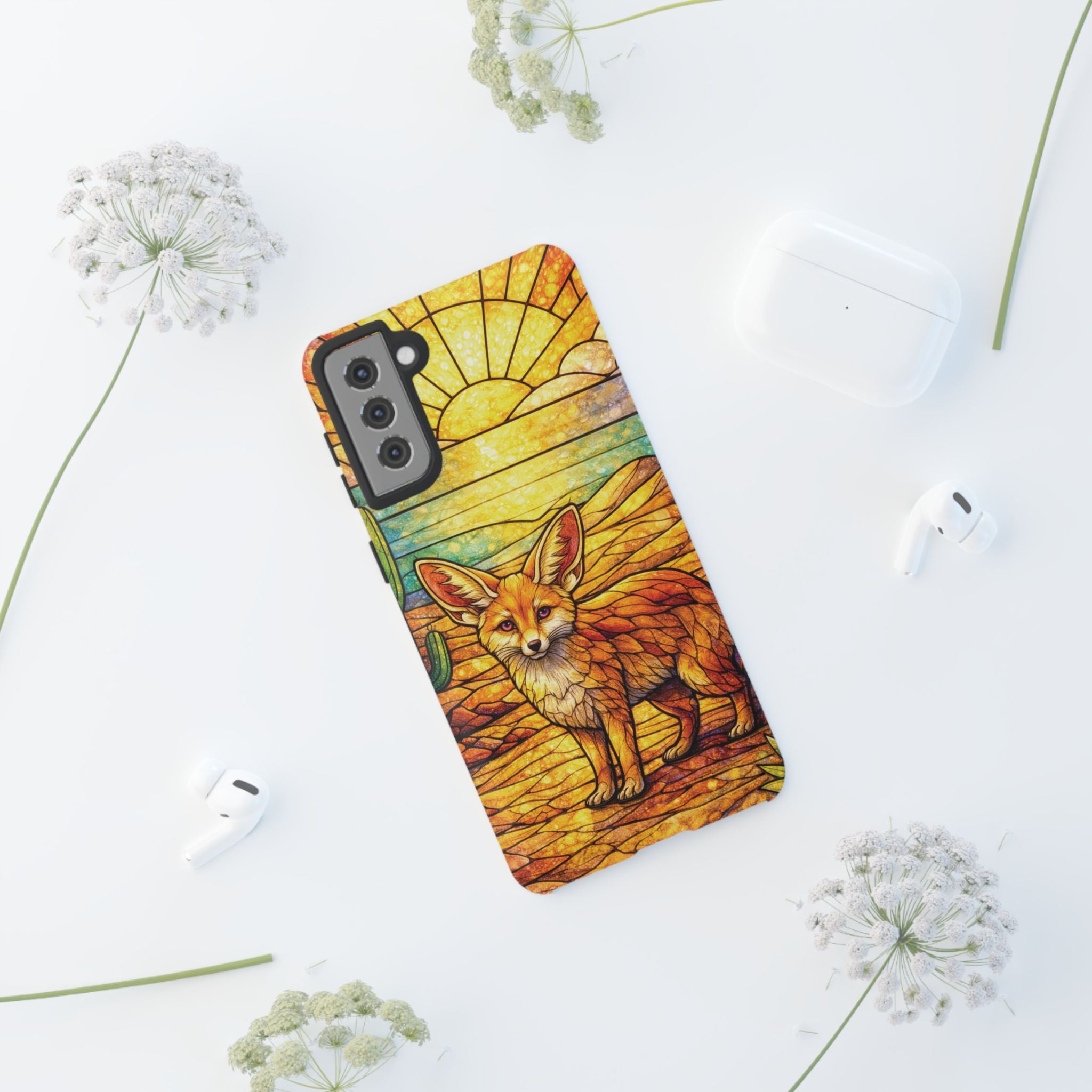 Desert Fox Stained Glass Phone Case — Galaxy & iPhone Pixel Compatible
