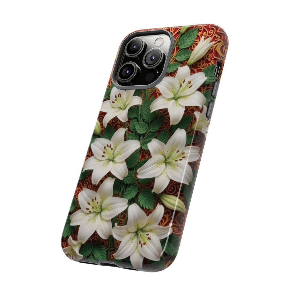 Luxury Lily Phone Case Elegant Floral Ornate Botanical Style Pristine White Bloom Motif Unique Accessory for iPhone Samsung Pixel Devices
