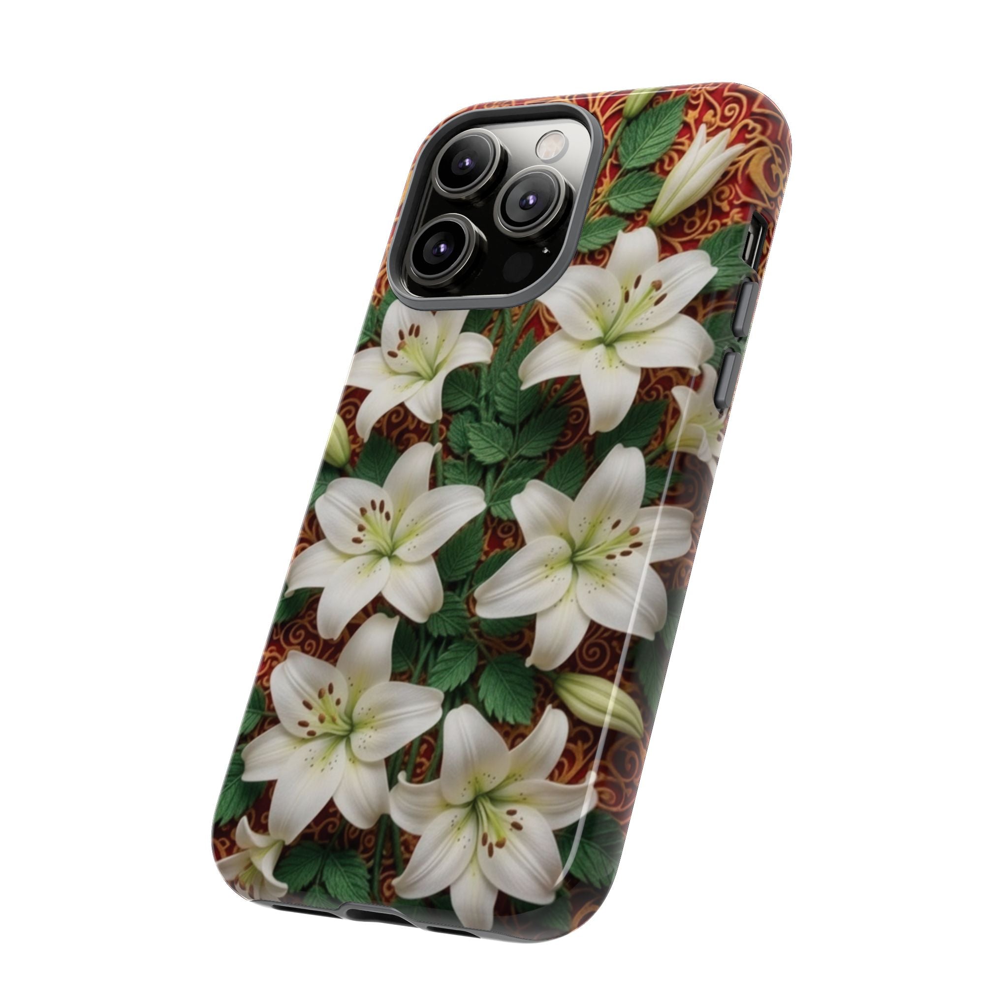 Luxury Lily Phone Case Elegant Floral Ornate Botanical Style Pristine White Bloom Motif Unique Accessory for iPhone Samsung Pixel Devices