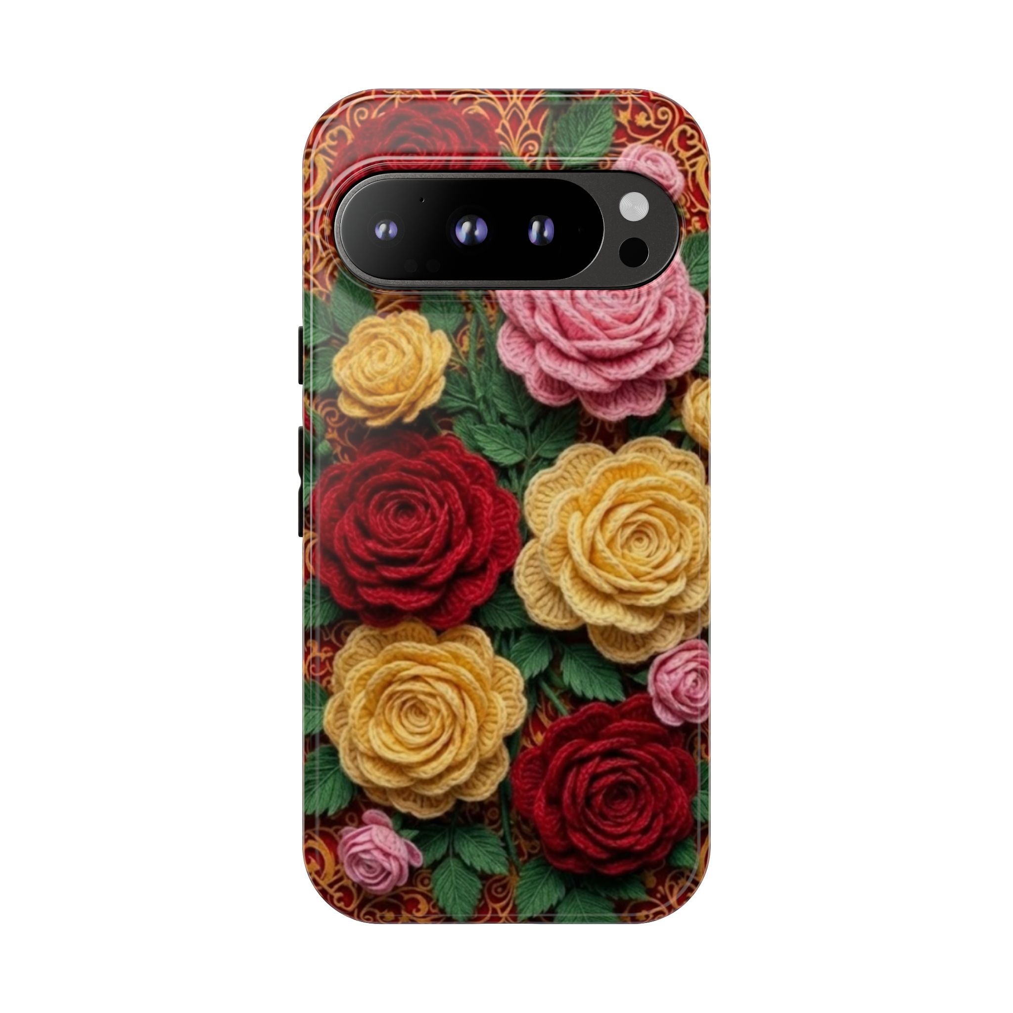 Yarn Vintage Rose Floral Phone Case Elegant Damask Pattern Smartphone Cover for Samsung Galaxy iOS Google Pixel