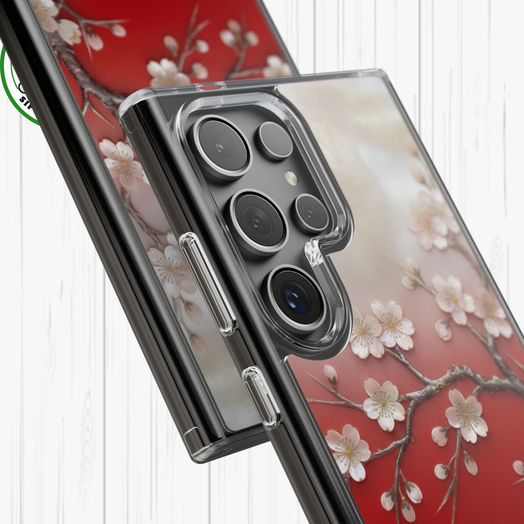 Mother of Pearl Floral Phone Case Elegant Sakura Design Asian Inspired Shell Inlay Artwork Japanese Blossom Decor Mobile Cover