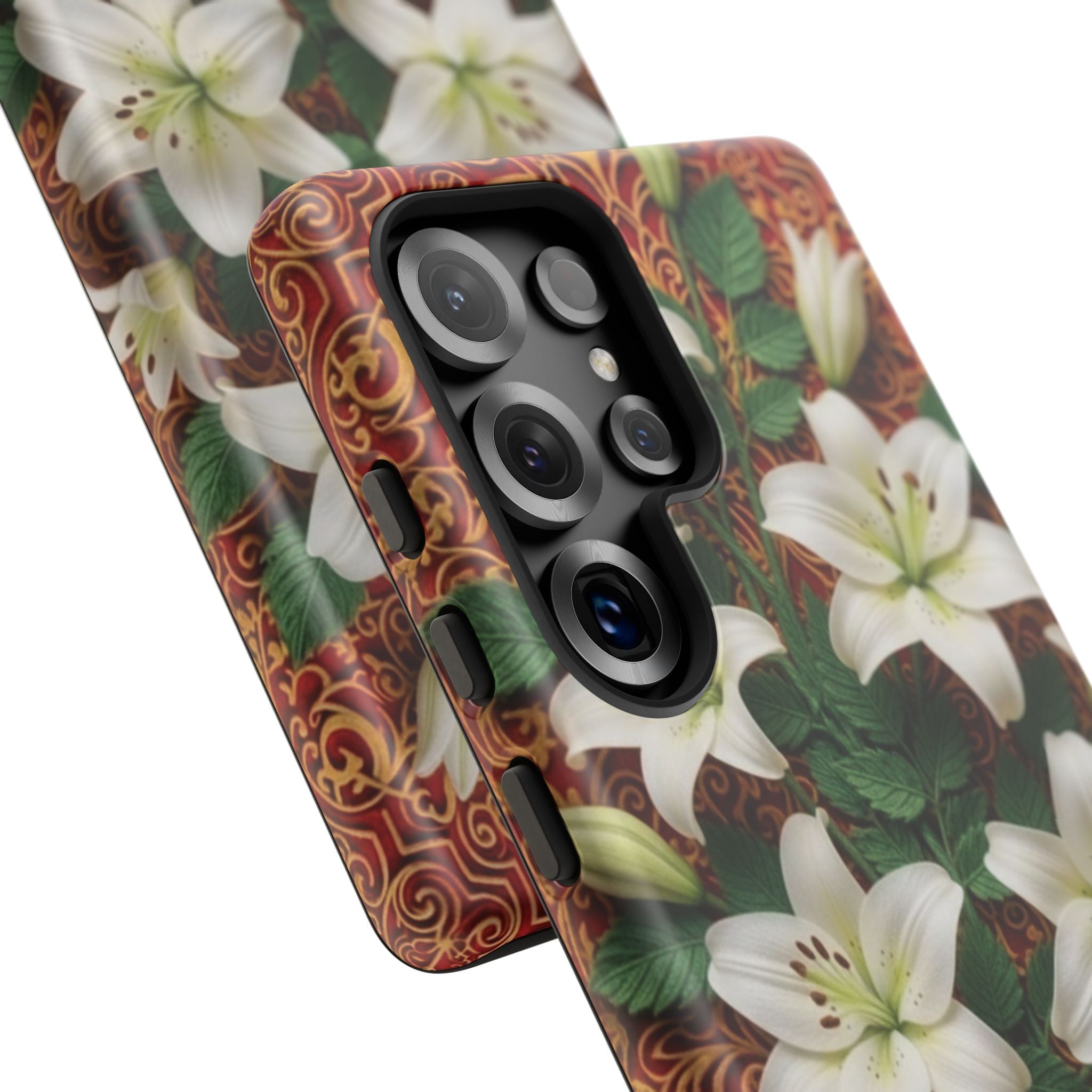 Luxury Lily Phone Case Elegant Floral Ornate Botanical Style Pristine White Bloom Motif Unique Accessory for iPhone Samsung Pixel Devices