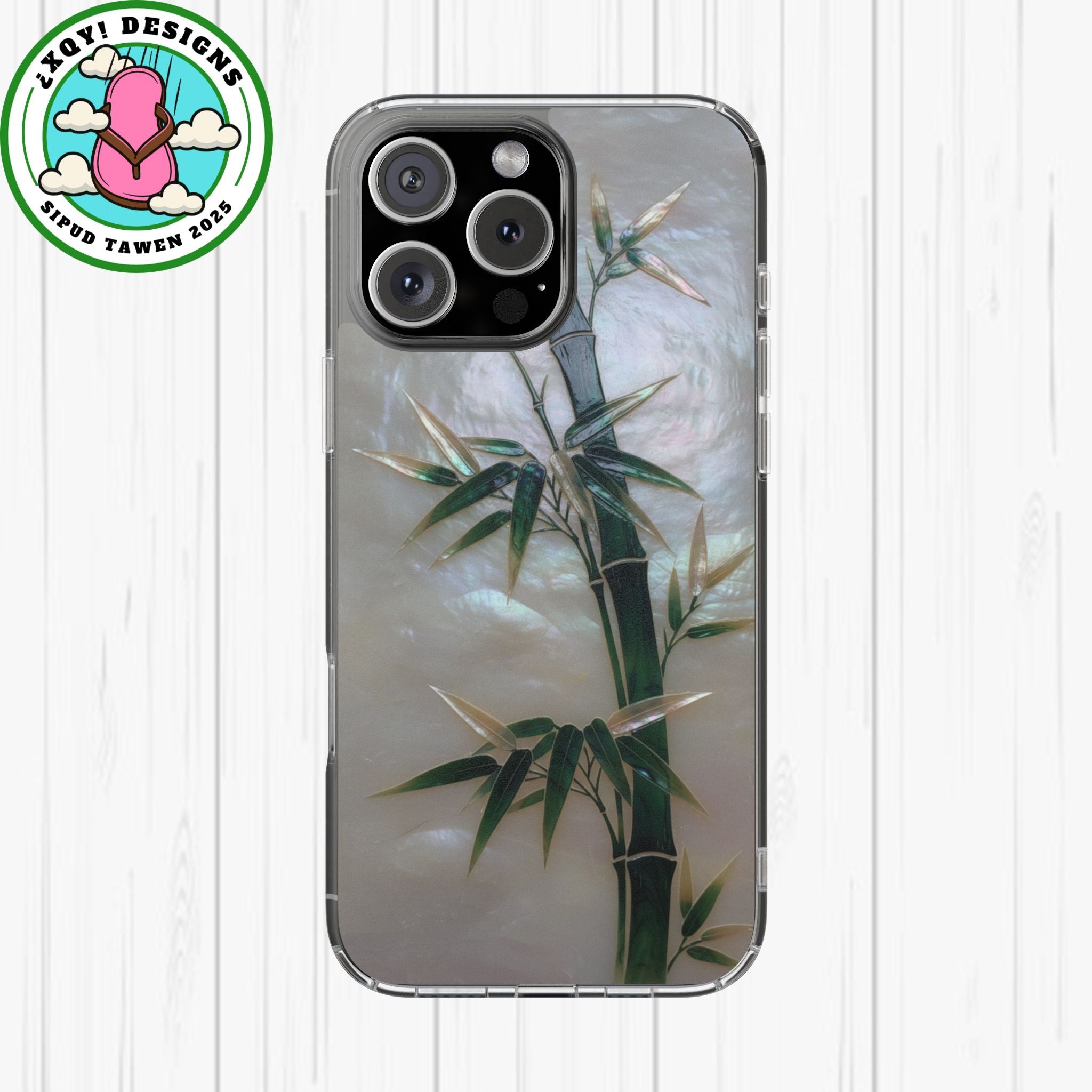 Mother of Pearl Inlay Bamboo Phone Case Nacre Art Green Bamboo Decor Handmade Pearl Shell Unique Iridescent Cover Natural Gift Idea