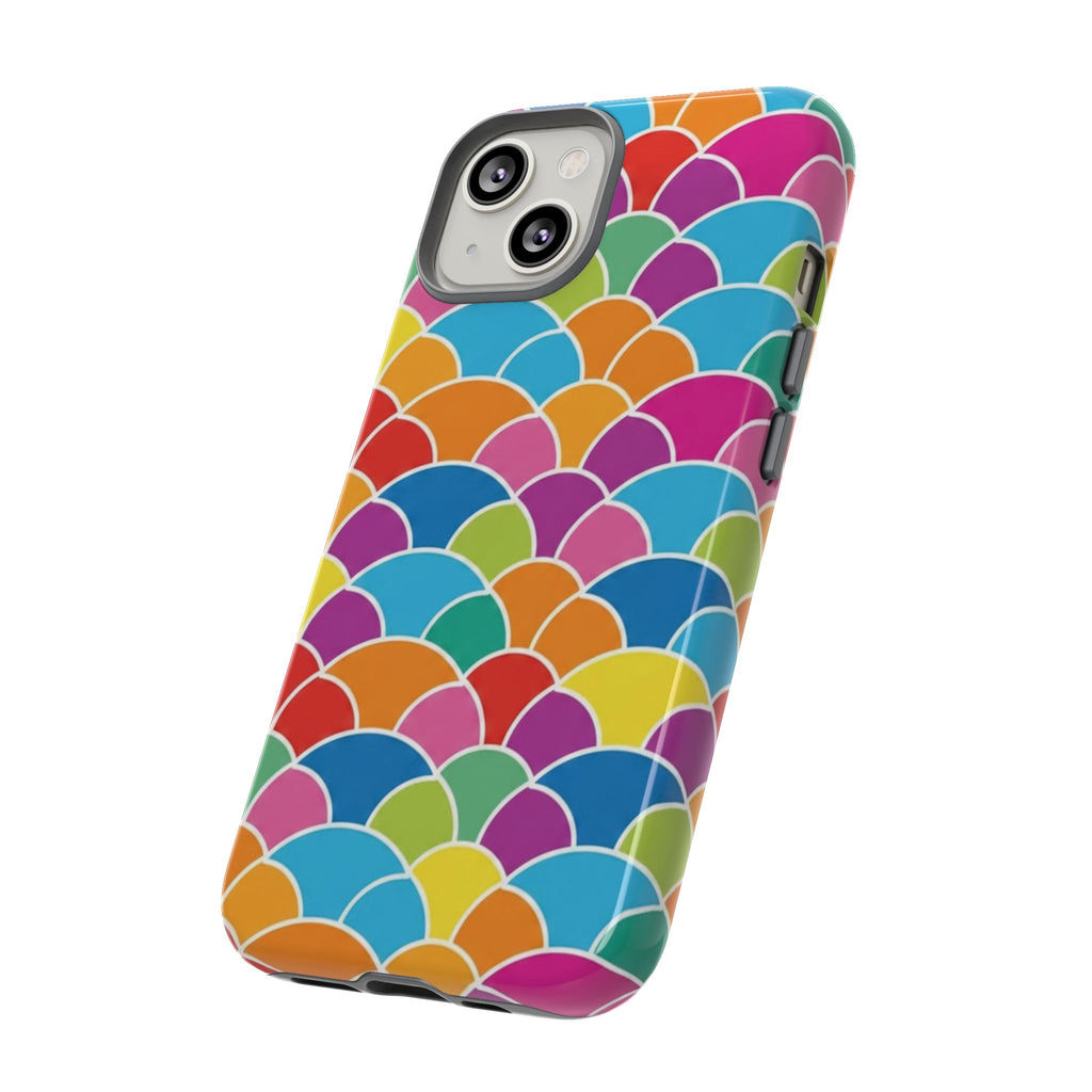 Colorful Scallop Pattern Phone Case Vibrant Protective Mermaid Scales Cover Eye-Catching Abstract Design for Samsung iPhone Pixel Models