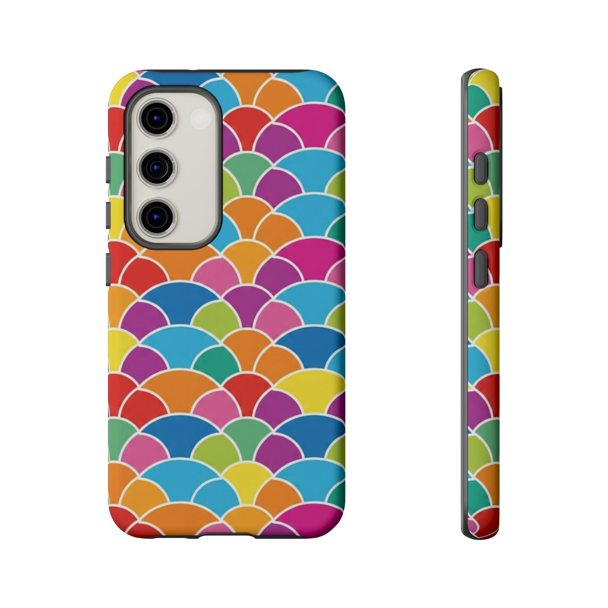 Colorful Scallop Pattern Phone Case Vibrant Protective Mermaid Scales Cover Eye-Catching Abstract Design for Samsung iPhone Pixel Models