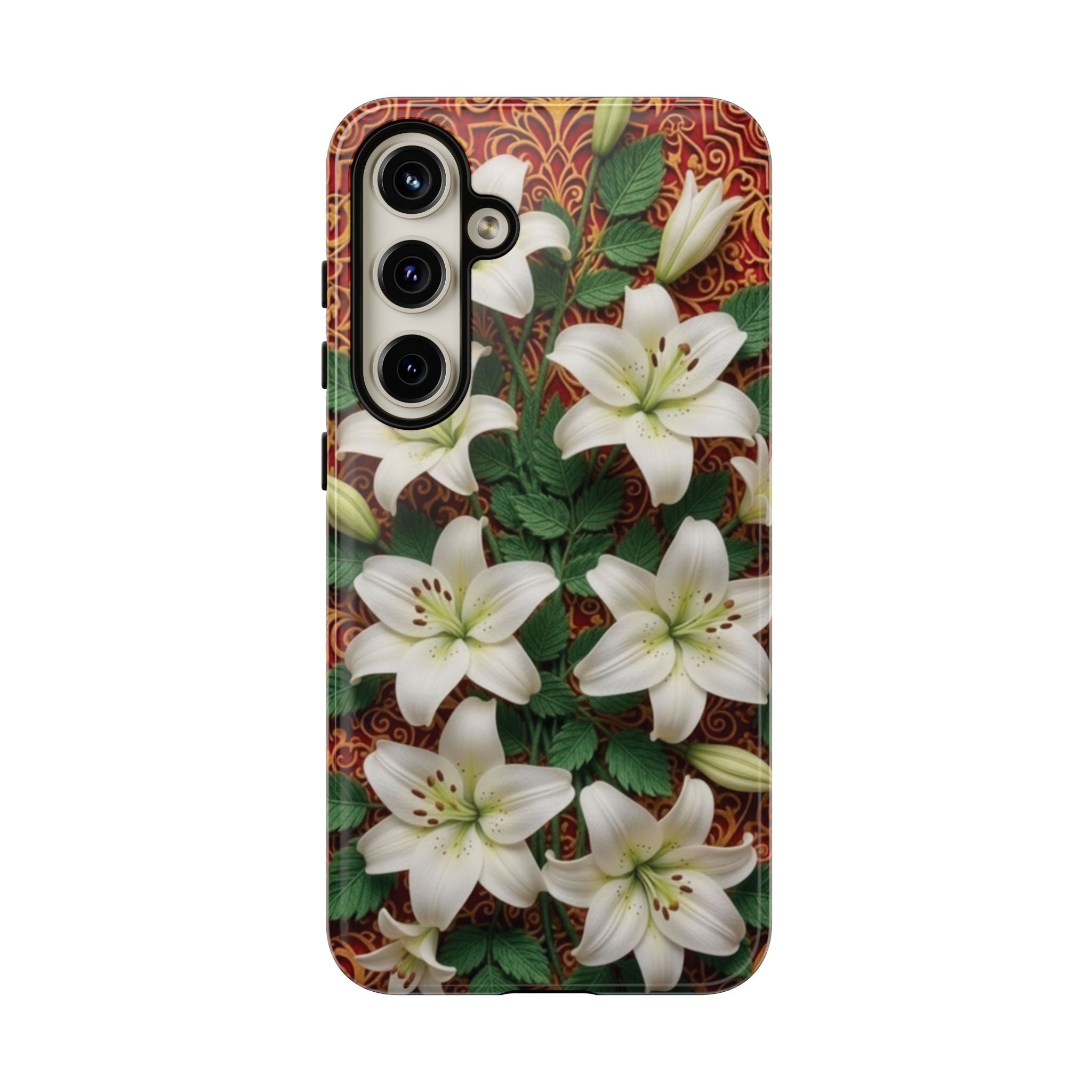 Luxury Lily Phone Case Elegant Floral Ornate Botanical Style Pristine White Bloom Motif Unique Accessory for iPhone Samsung Pixel Devices