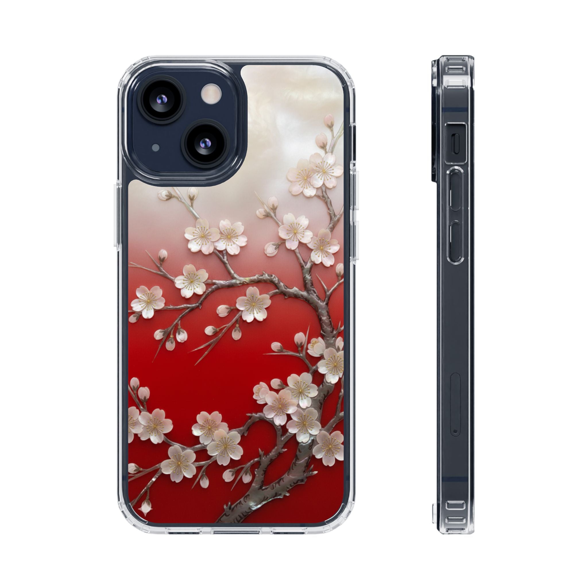 Mother of Pearl Floral Phone Case Elegant Sakura Design Asian Inspired Shell Inlay Artwork Japanese Blossom Decor Mobile Cover
