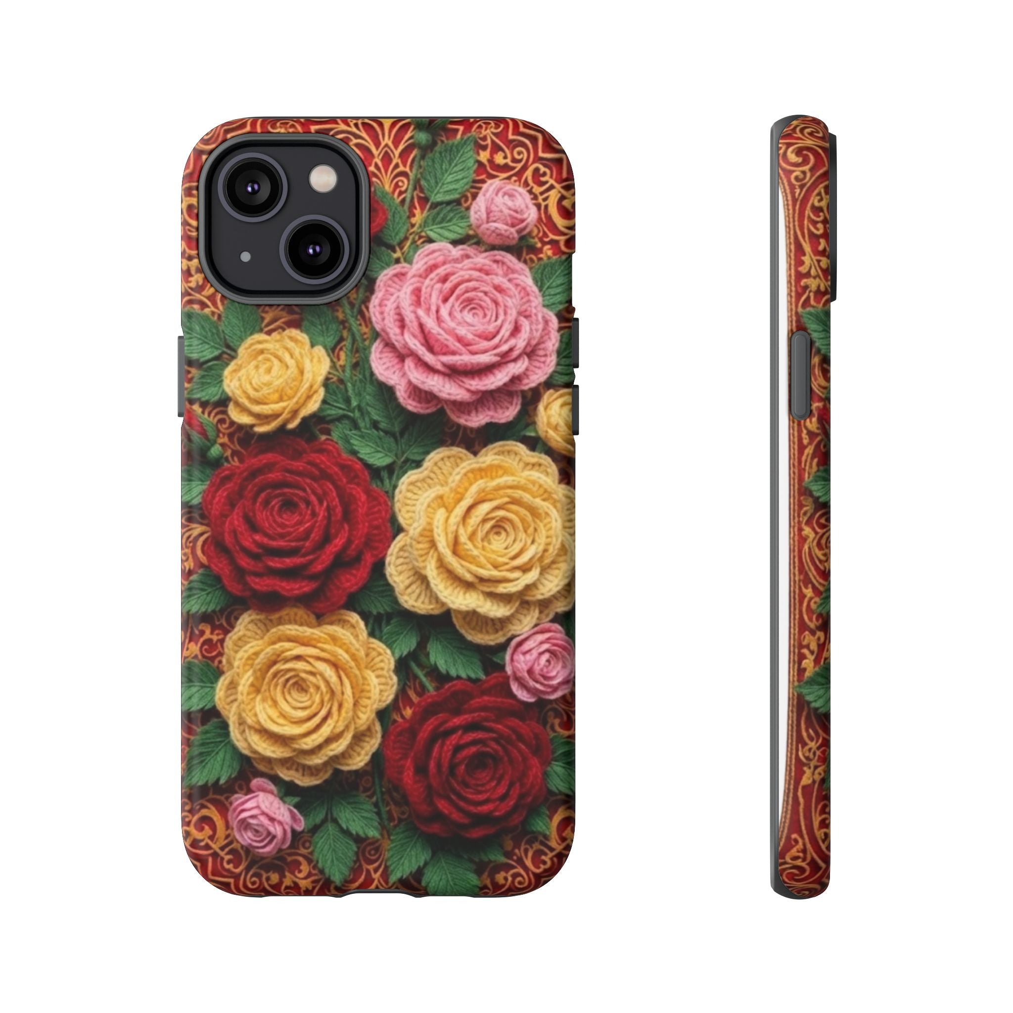 Yarn Vintage Rose Floral Phone Case Elegant Damask Pattern Smartphone Cover for Samsung Galaxy iOS Google Pixel