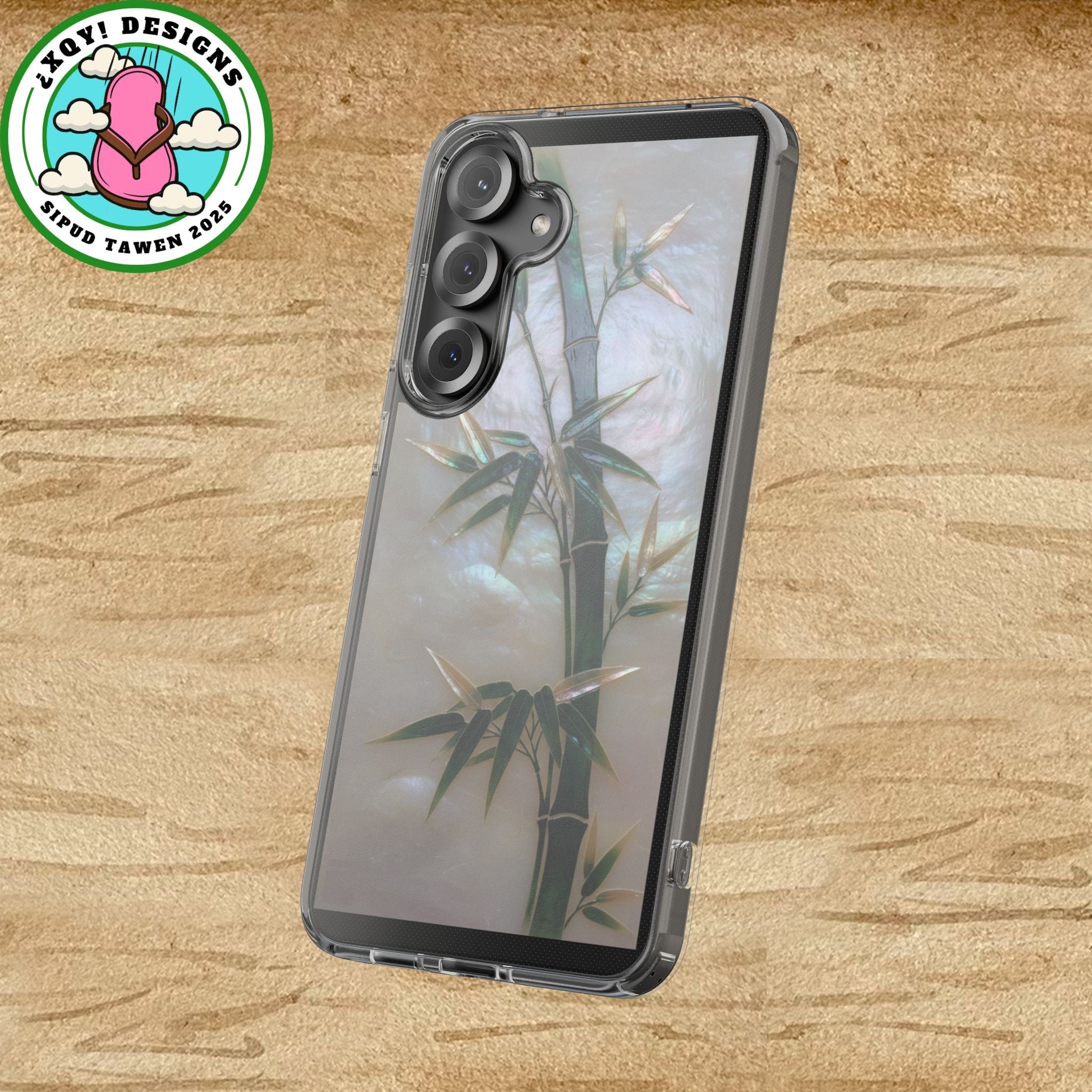 Phone Case, Mother of Pearl Bamboo Floral Design Impact-Resistant Cover, Protective Shell, Unique Gift, Accessories