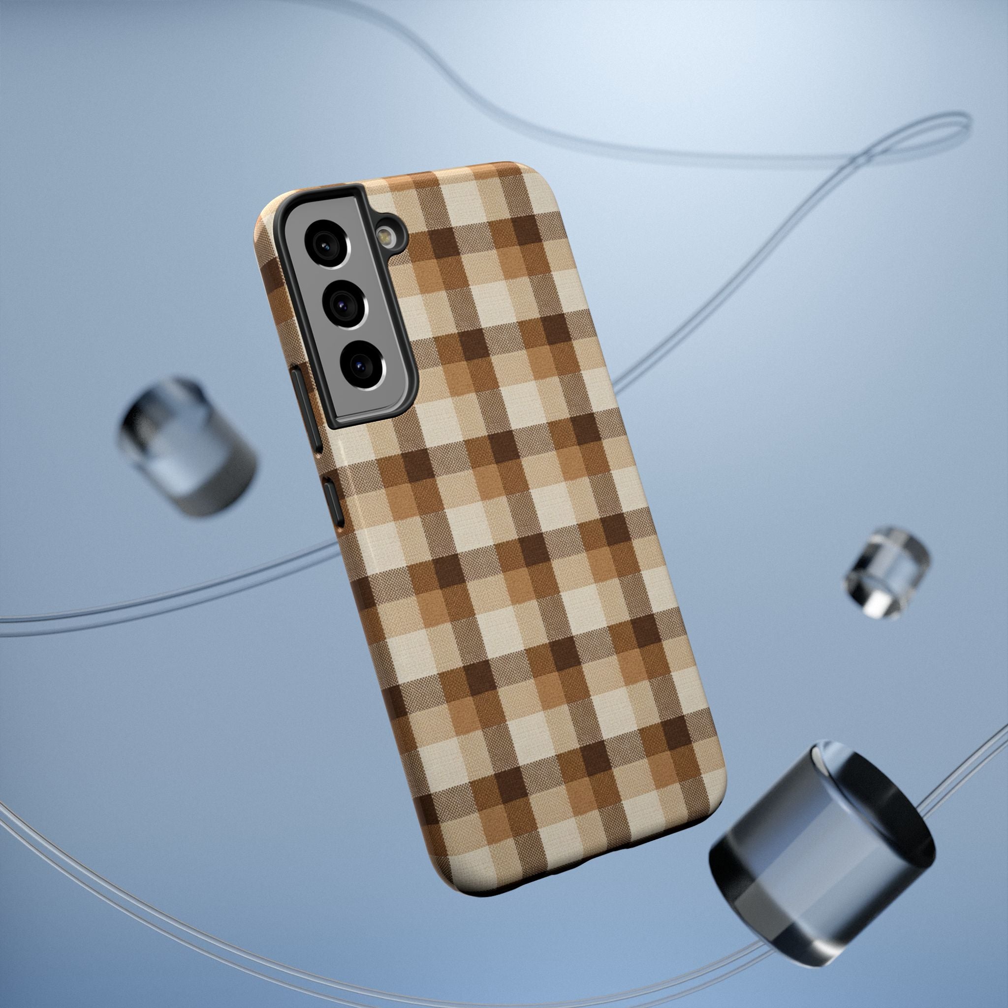 Brown Plaid Pattern Impact-Resistant Case | Checkered Phone Case