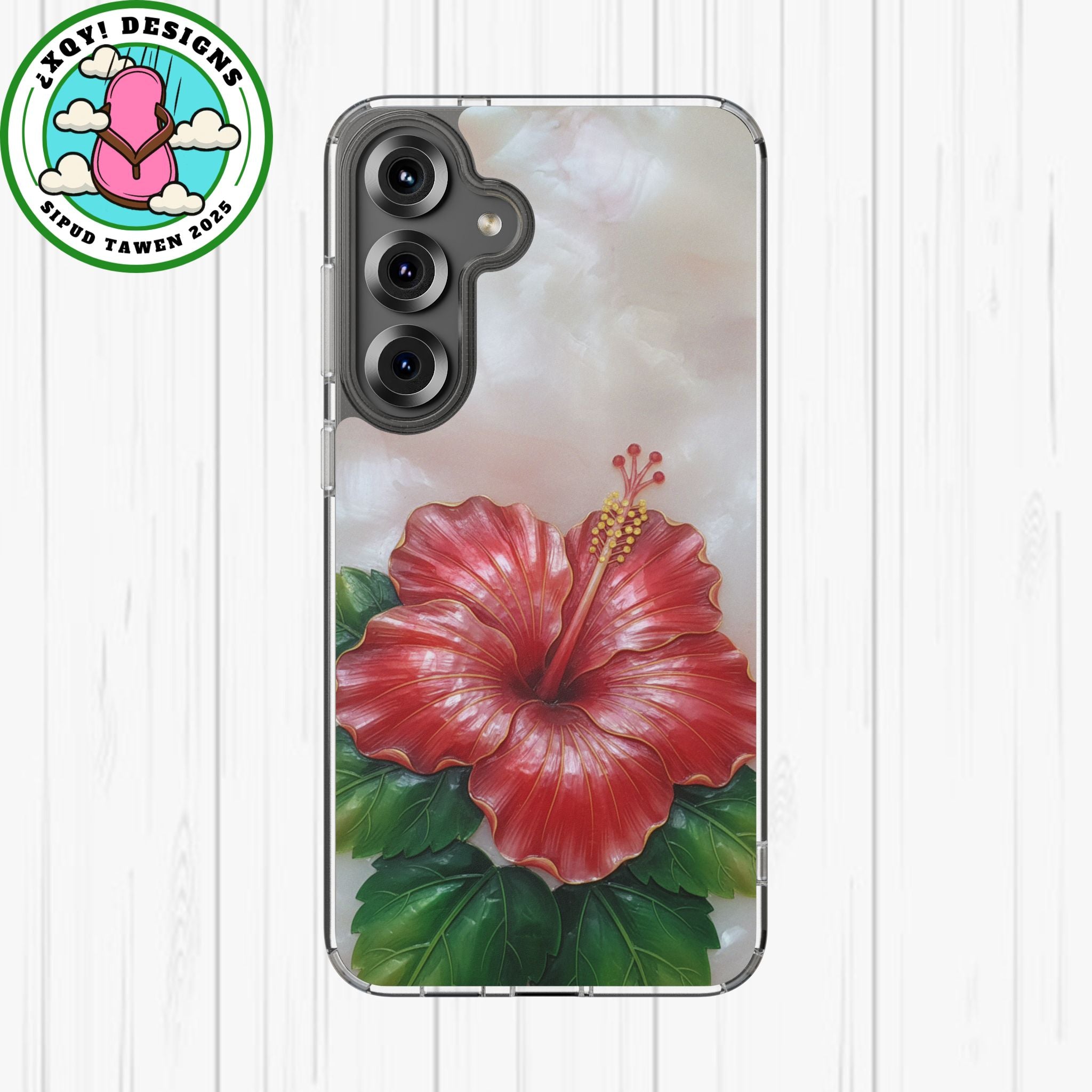 Unique Red flower art Phone Case Floral relief carving Red hibiscus sculpture Decorative tropical flower decor vibrant artistic