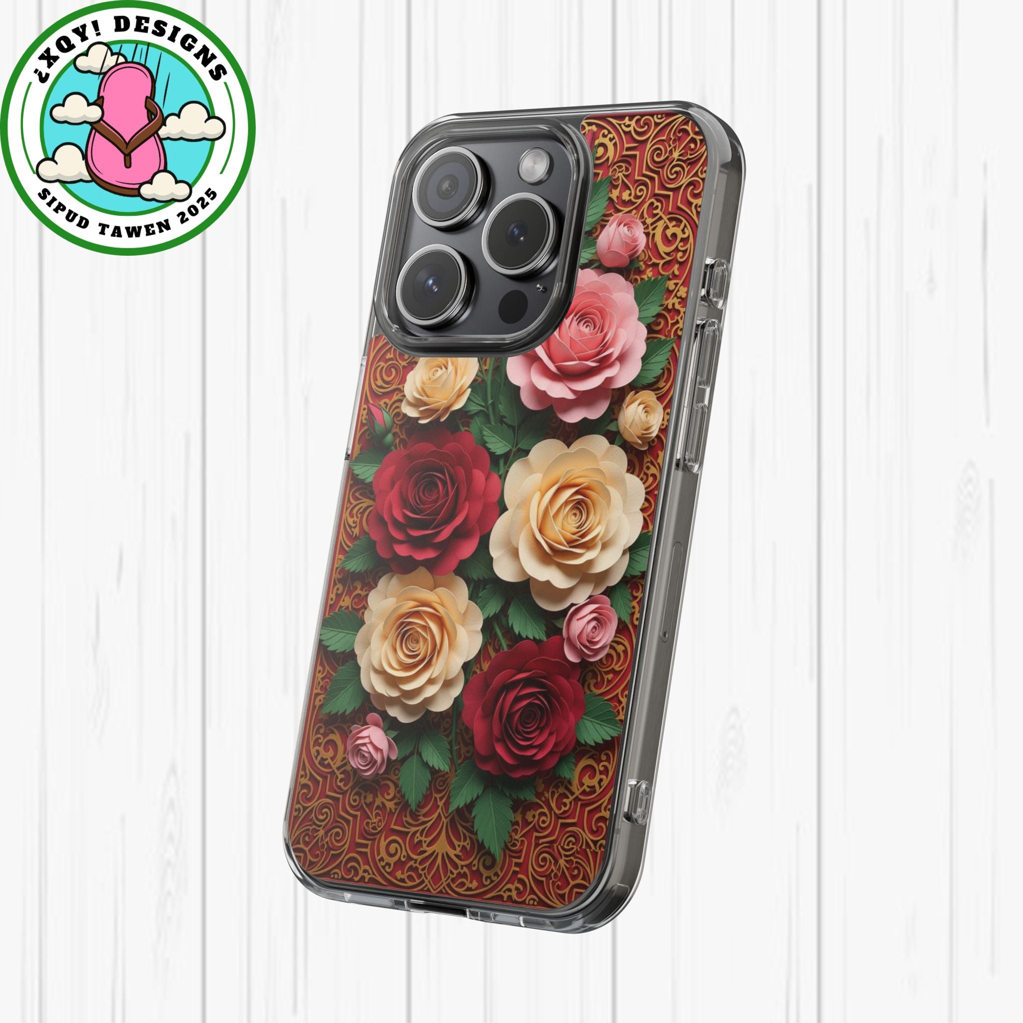 Cut-Paper Rose Bouquet Phone Case