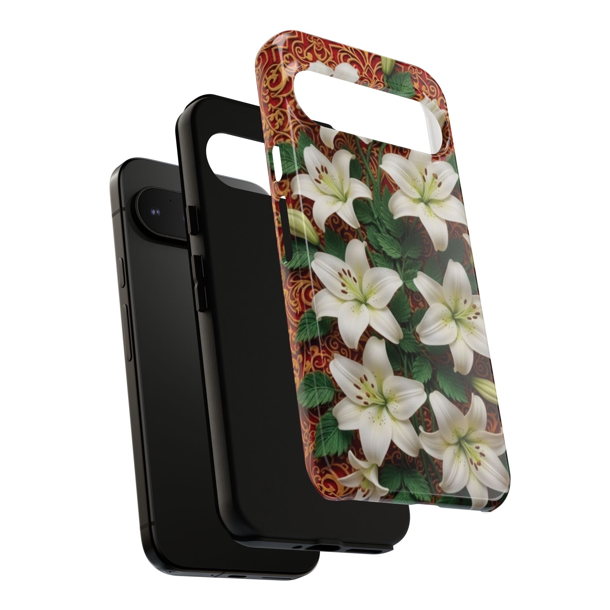 Luxury Lily Phone Case Elegant Floral Ornate Botanical Style Pristine White Bloom Motif Unique Accessory for iPhone Samsung Pixel Devices