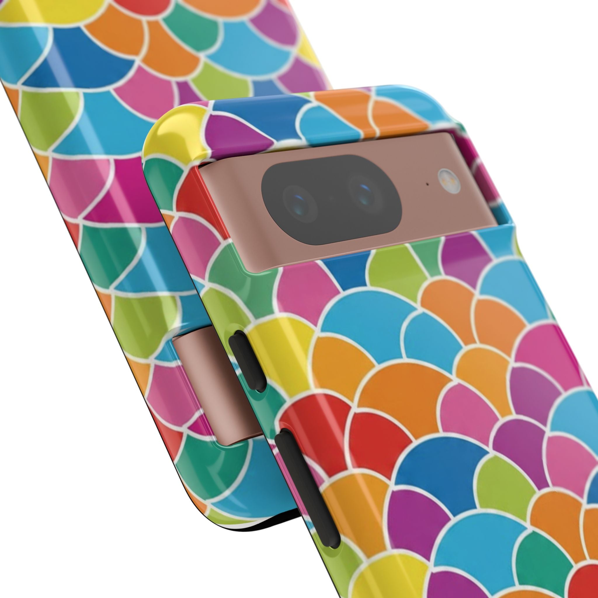 Colorful Scallop Pattern Phone Case Vibrant Protective Mermaid Scales Cover Eye-Catching Abstract Design for Samsung iPhone Pixel Models