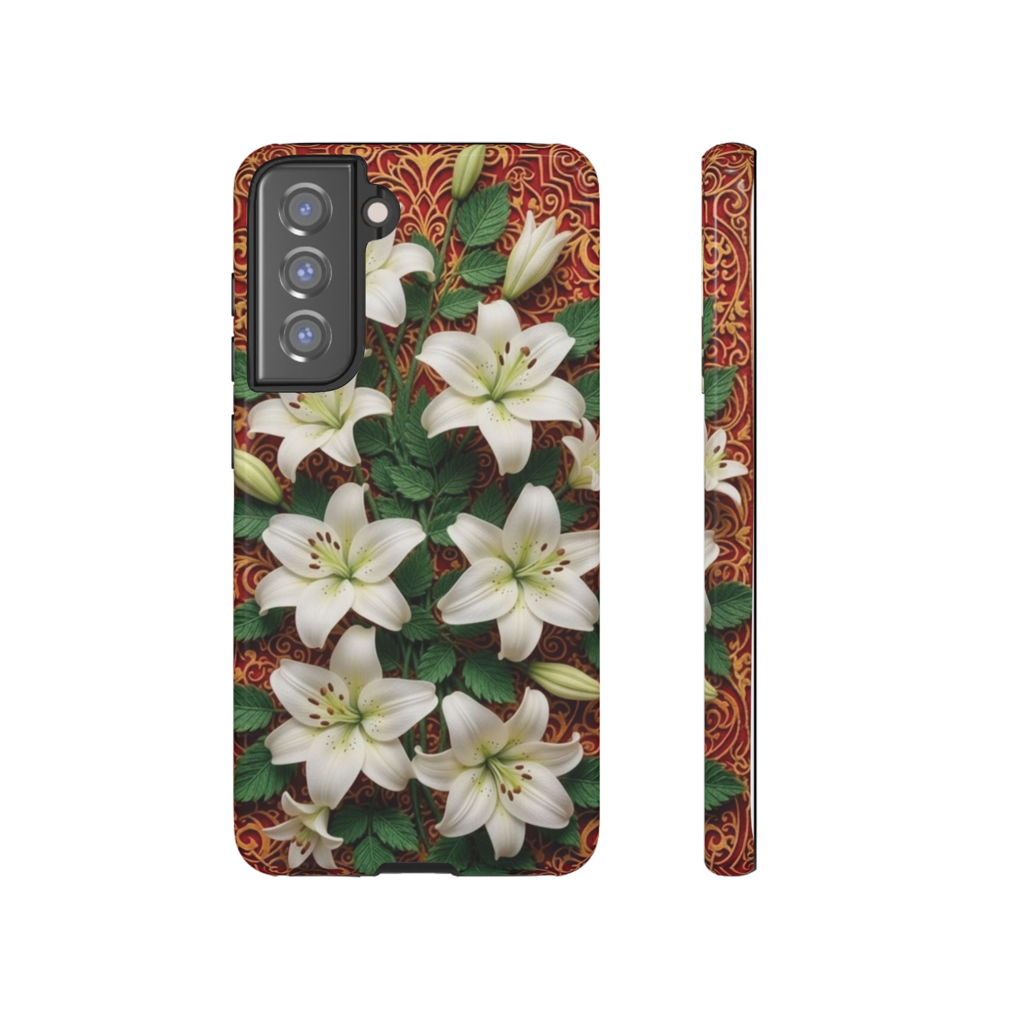 Luxury Lily Phone Case Elegant Floral Ornate Botanical Style Pristine White Bloom Motif Unique Accessory for iPhone Samsung Pixel Devices