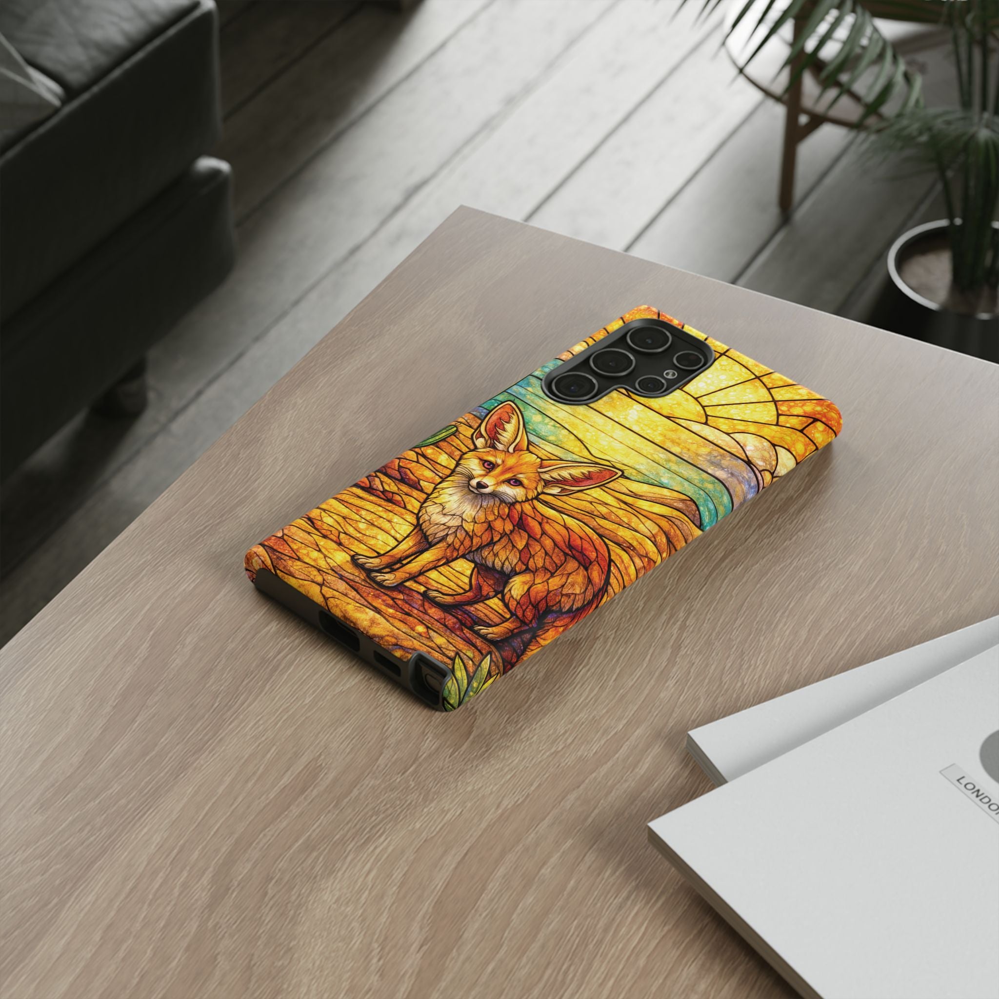 Desert Fox Stained Glass Phone Case — Galaxy & iPhone Pixel Compatible