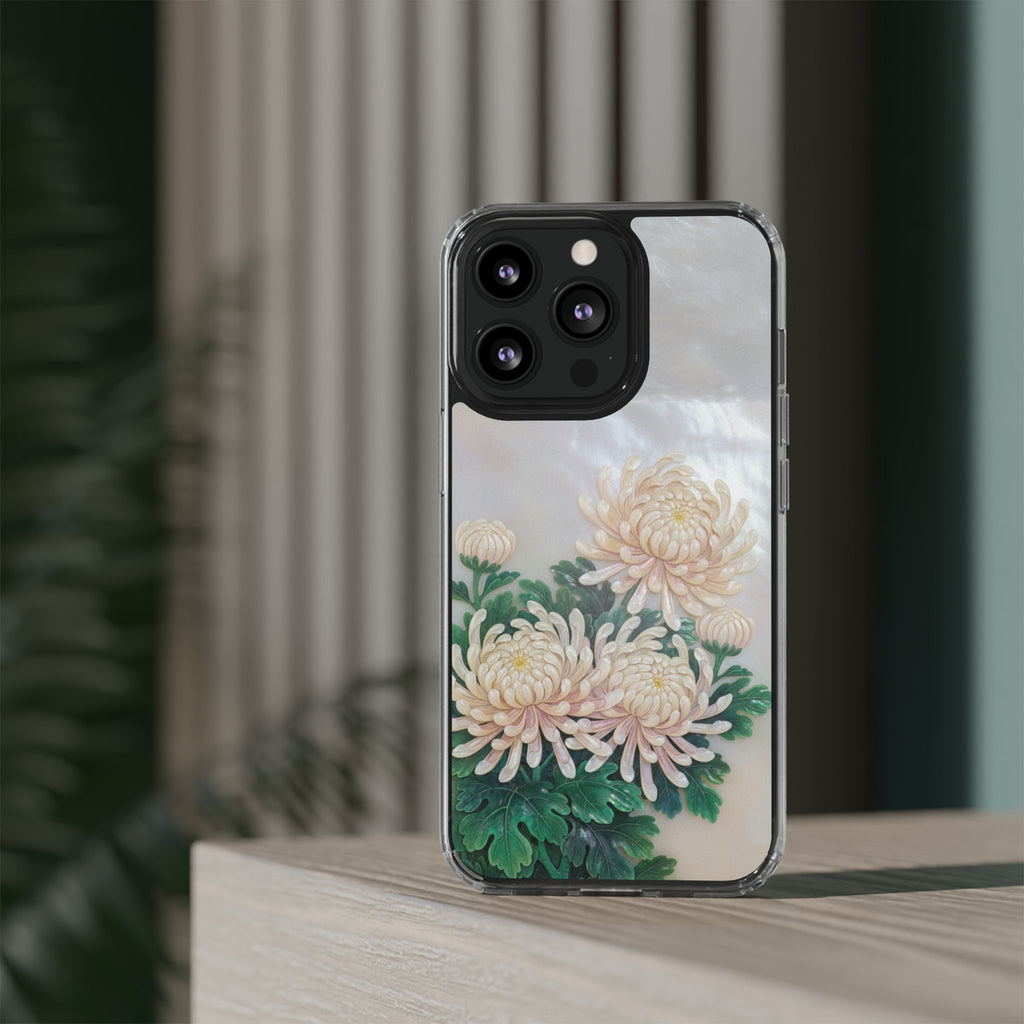 Mother of pearl inlay Phone Case Nacre art panel Chinese mother of pearl flowers Chrysanthemum wall art design elegant luxury  gift