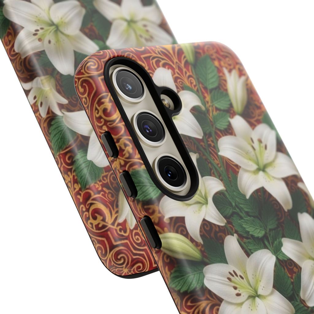 Luxury Lily Phone Case Elegant Floral Ornate Botanical Style Pristine White Bloom Motif Unique Accessory for iPhone Samsung Pixel Devices