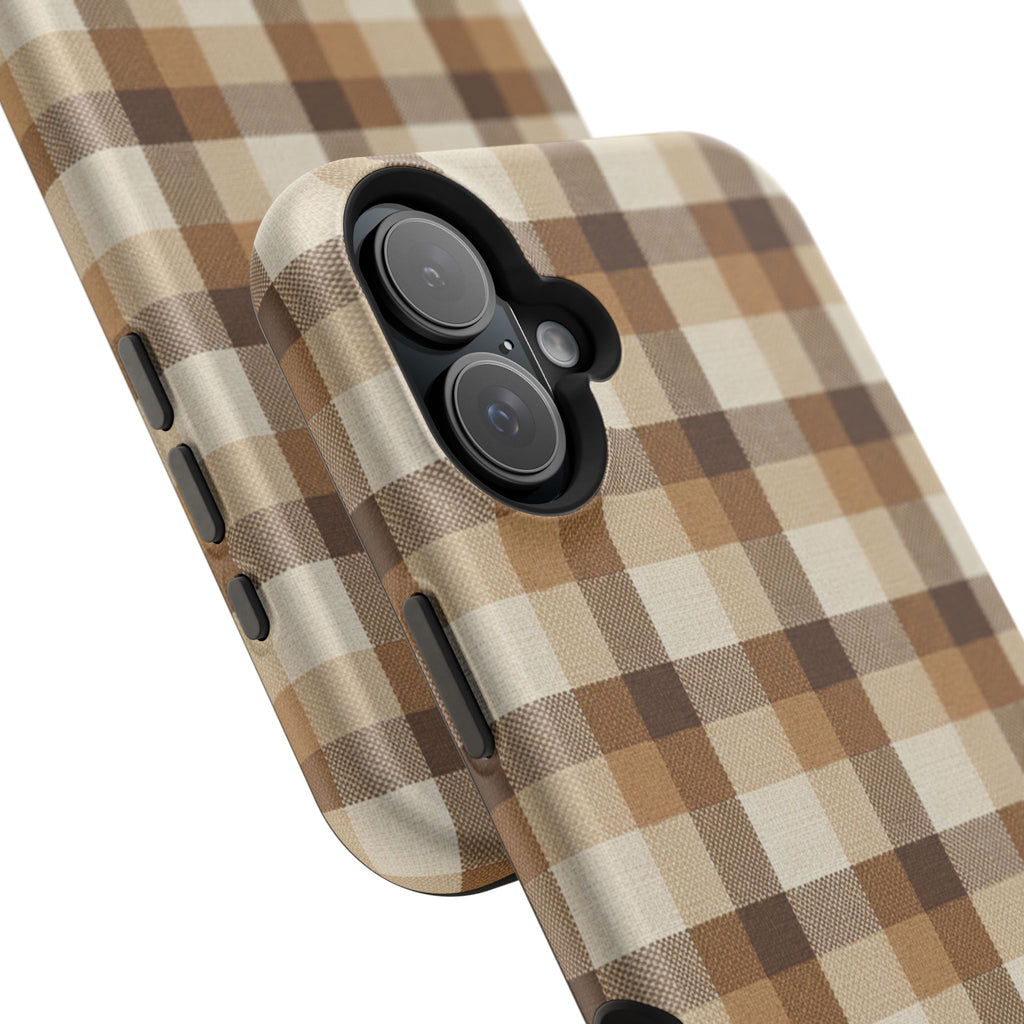 Brown Plaid Pattern Impact-Resistant Case | Checkered Phone Case