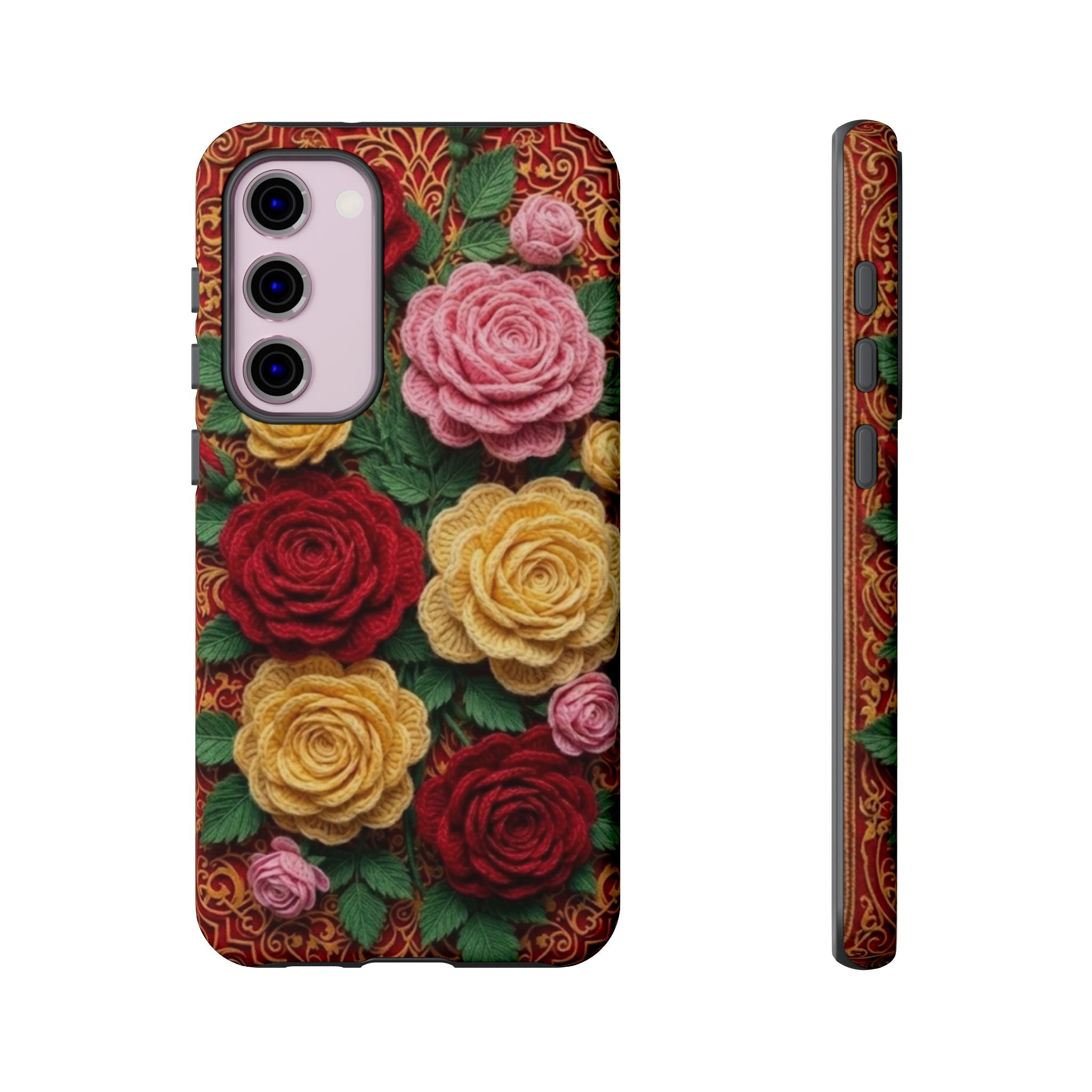 Yarn Vintage Rose Floral Phone Case Elegant Damask Pattern Smartphone Cover for Samsung Galaxy iOS Google Pixel