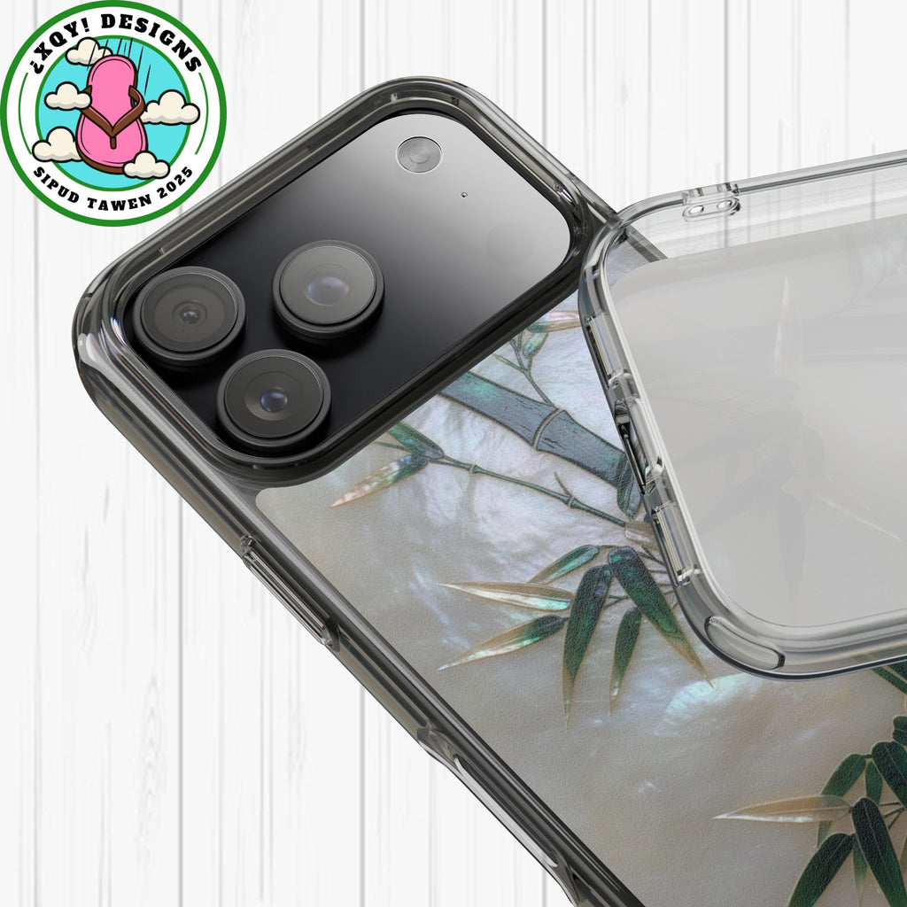 Mother of Pearl Inlay Bamboo Phone Case Nacre Art Green Bamboo Decor Handmade Pearl Shell Unique Iridescent Cover Natural Gift Idea