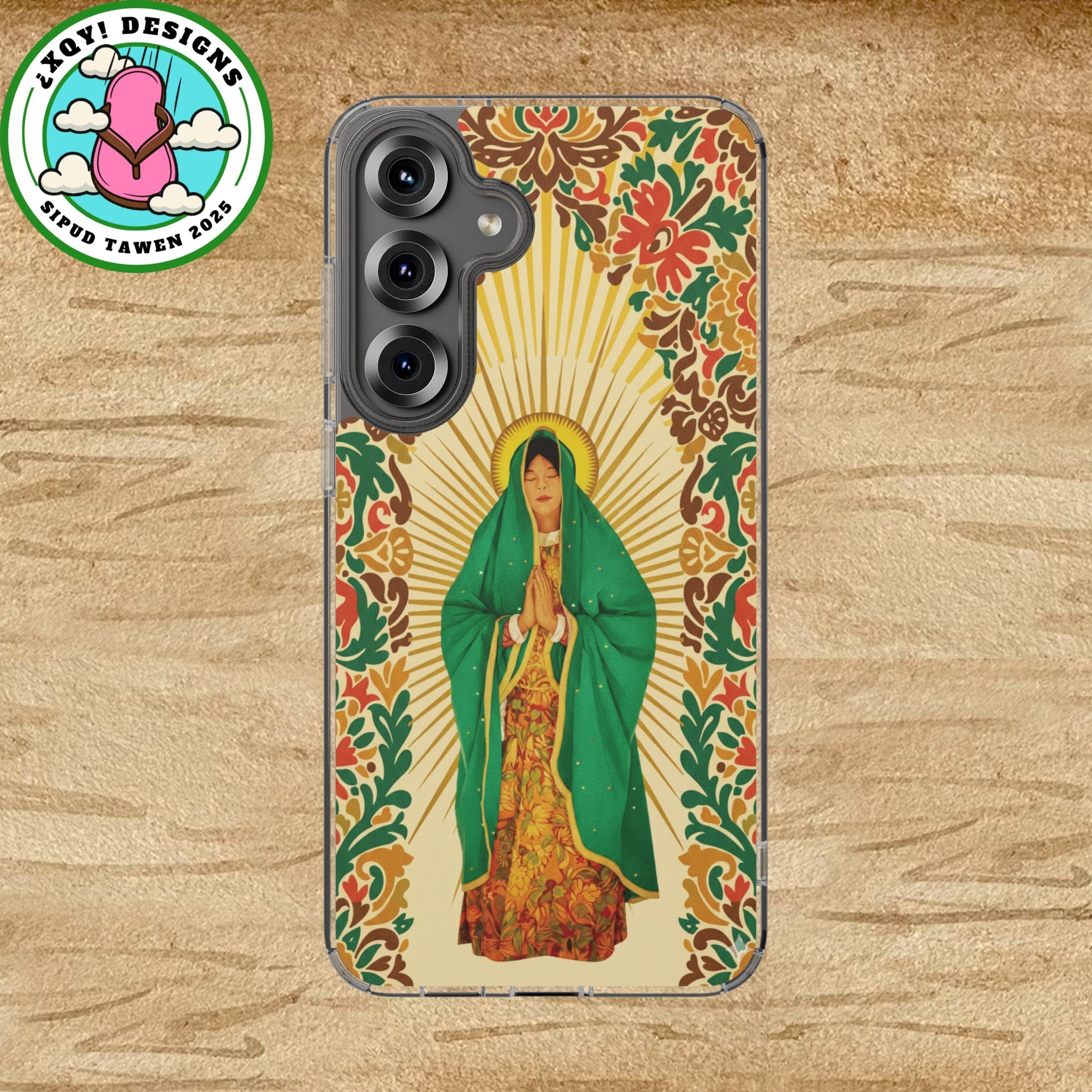 Virgin of Guadalupe Phone Case — Cut-Paper Style Religious Christian iPhone Samsung Pixel