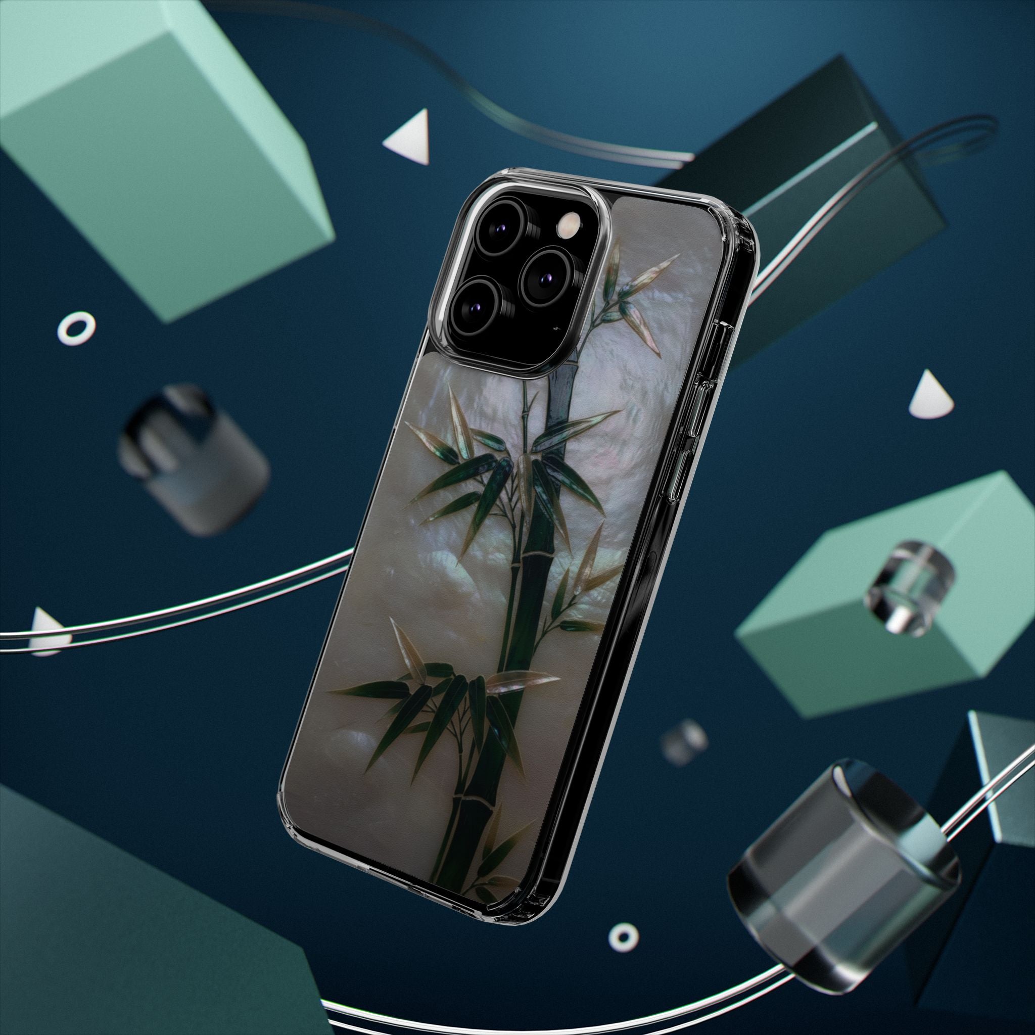 Phone Case, Mother of Pearl Bamboo Floral Design Impact-Resistant Cover, Protective Shell, Unique Gift, Accessories