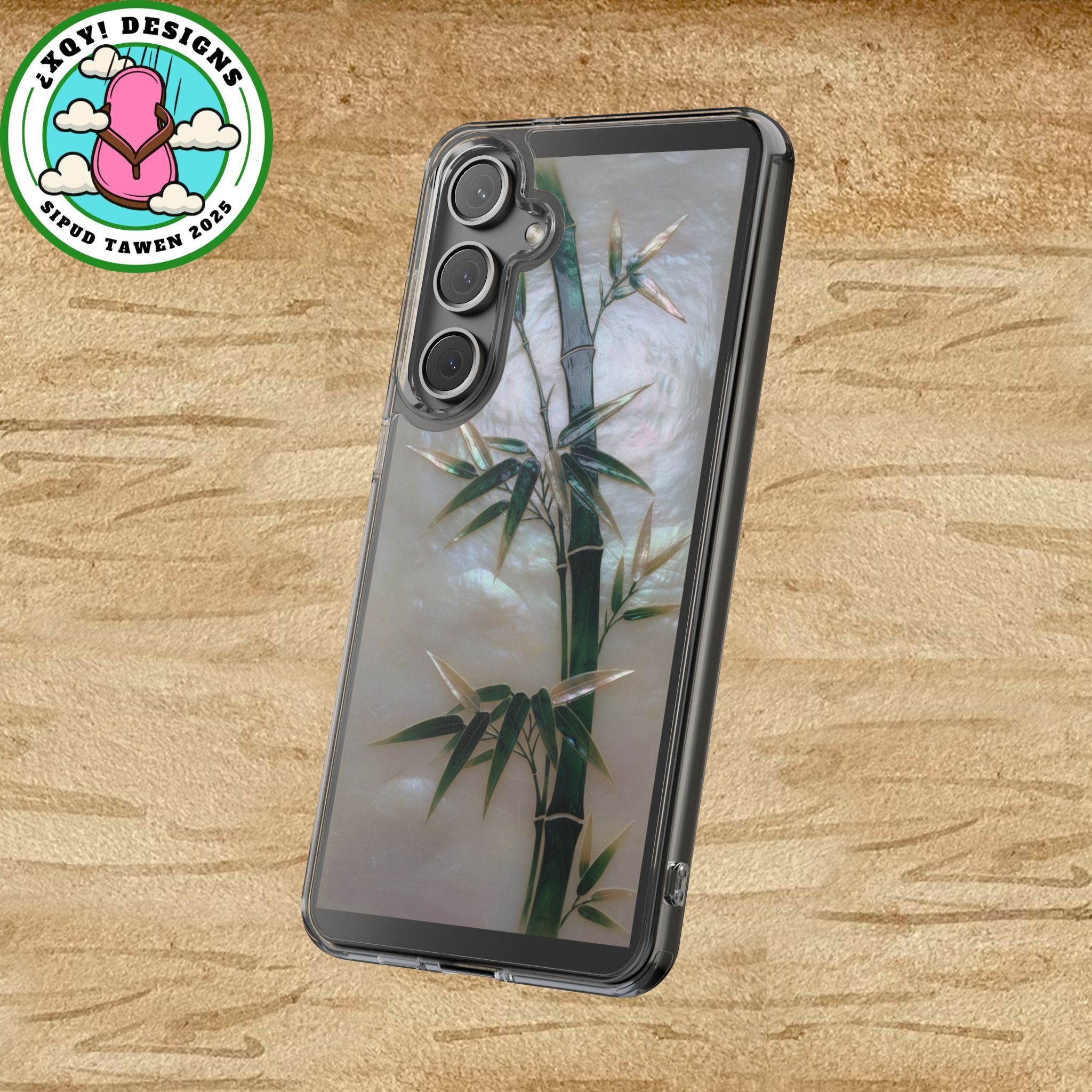 Phone Case, Mother of Pearl Bamboo Floral Design Impact-Resistant Cover, Protective Shell, Unique Gift, Accessories