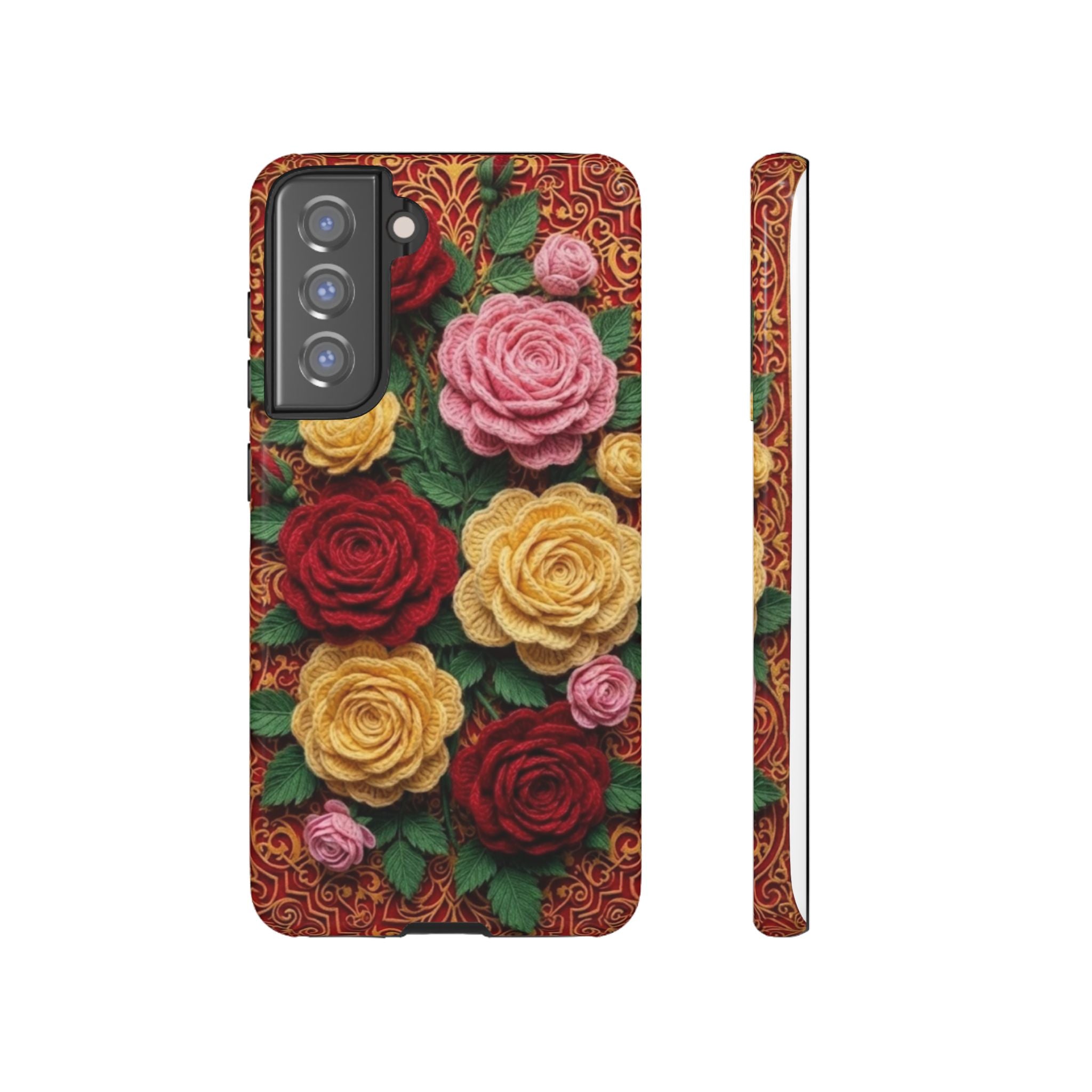 Yarn Vintage Rose Floral Phone Case Elegant Damask Pattern Smartphone Cover for Samsung Galaxy iOS Google Pixel