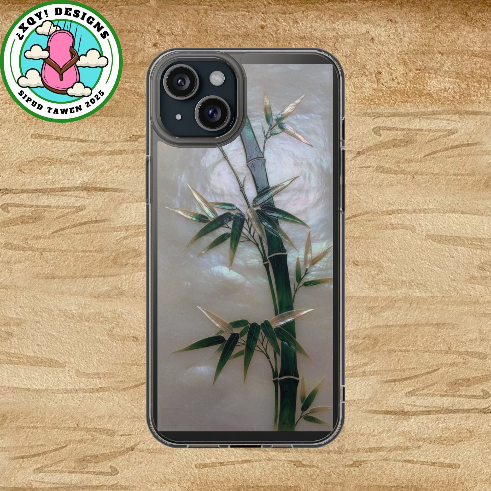 Phone Case, Mother of Pearl Bamboo Floral Design Impact-Resistant Cover, Protective Shell, Unique Gift, Accessories