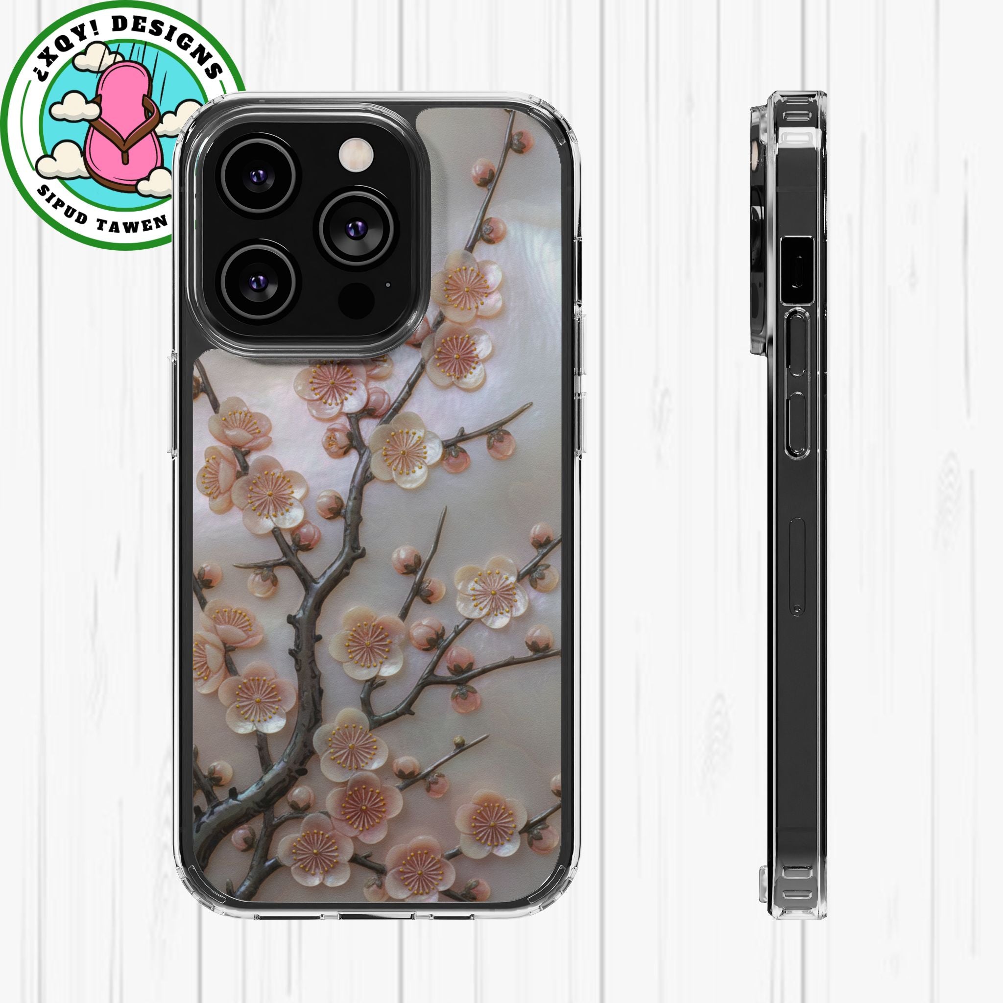 Mother of Pearl Plum Blossom Art Phone Case Nacre Flower Wall Decor Design Iridescent Shell Art Inlay Shimmering Spring Panel Floral Cover