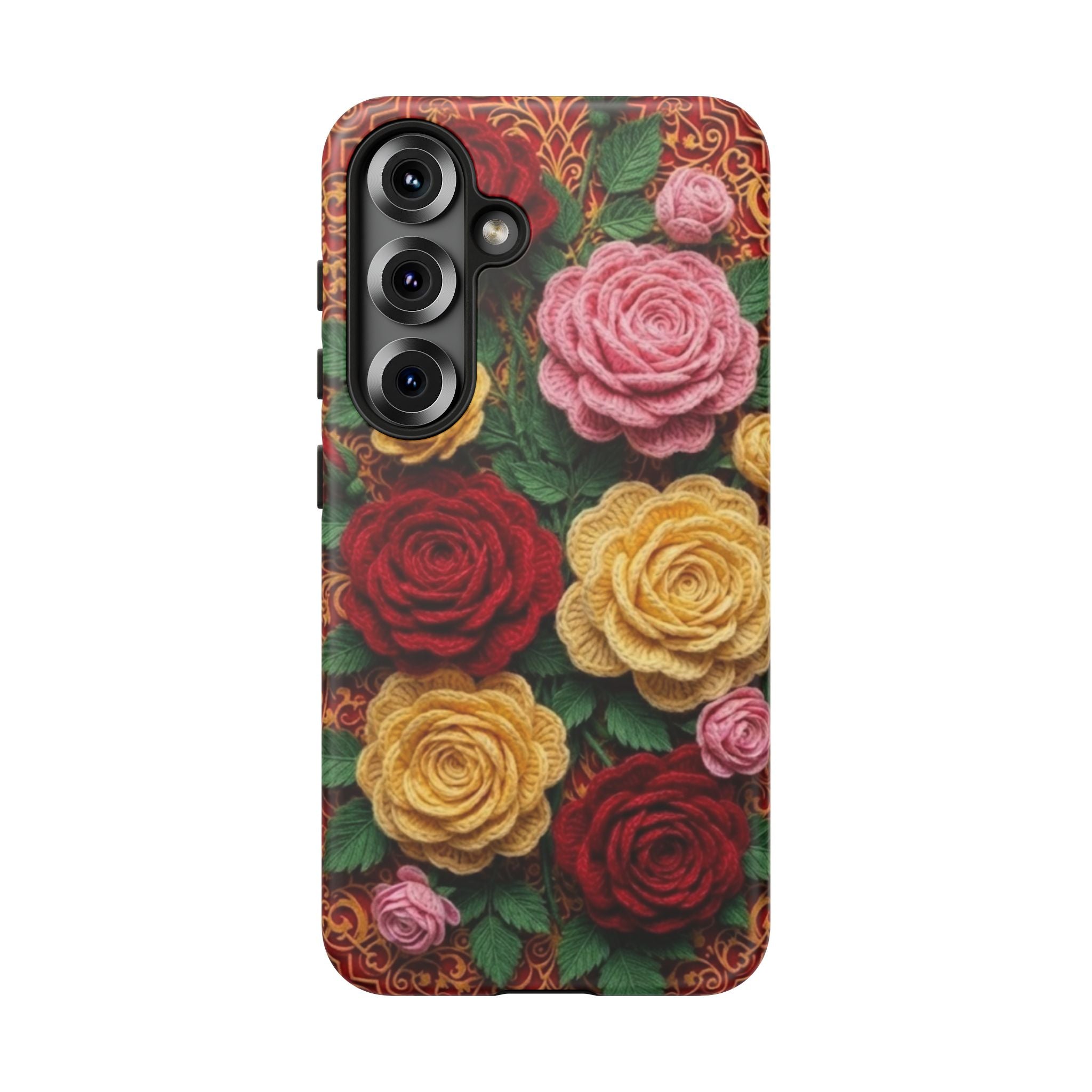Yarn Vintage Rose Floral Phone Case Elegant Damask Pattern Smartphone Cover for Samsung Galaxy iOS Google Pixel
