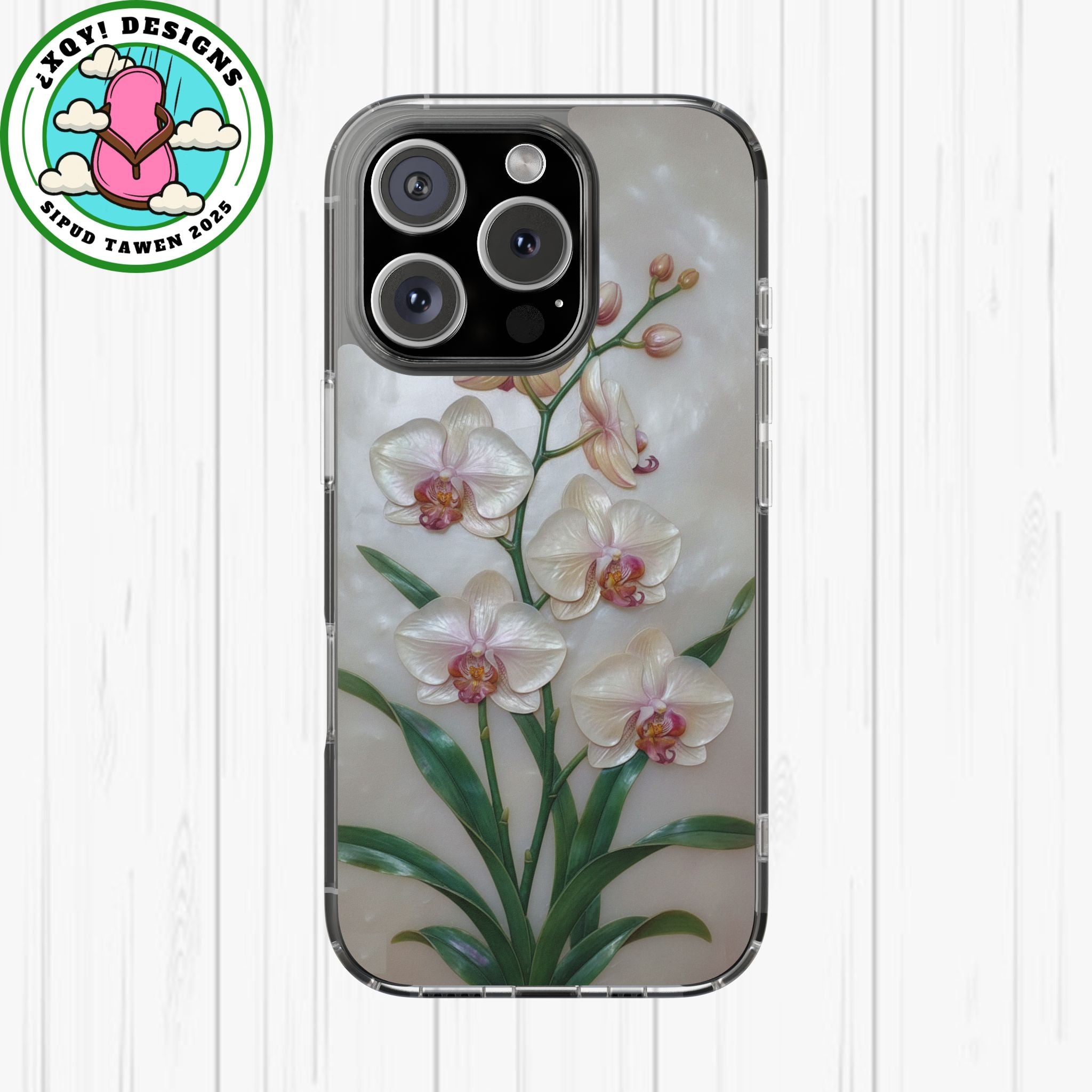 Orchid Wall Phone Case 3D Floral Wall Decor Pink Orchid Artwork White Orchid Design Textured Floral Cover Aesthetic Nature Gift