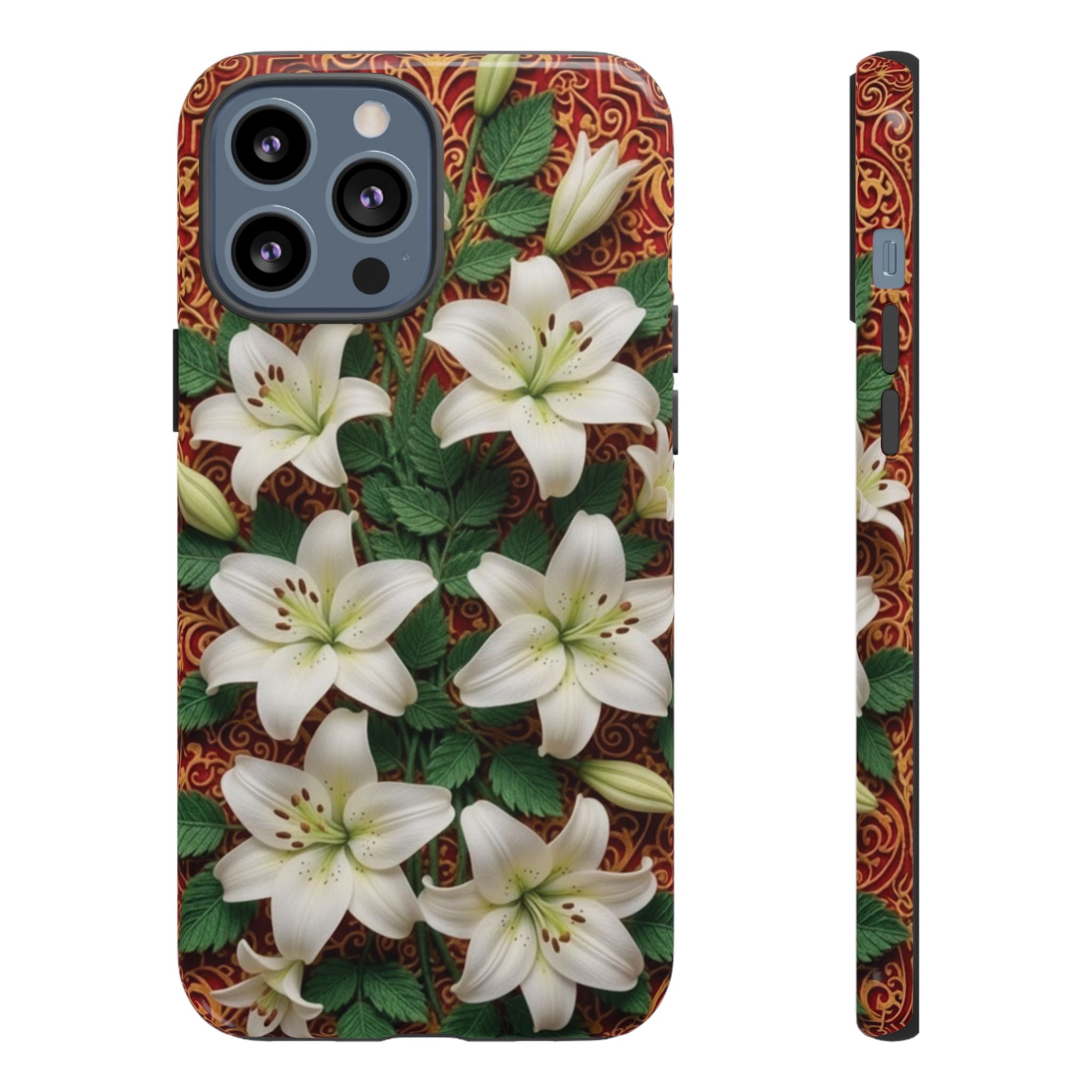 Luxury Lily Phone Case Elegant Floral Ornate Botanical Style Pristine White Bloom Motif Unique Accessory for iPhone Samsung Pixel Devices