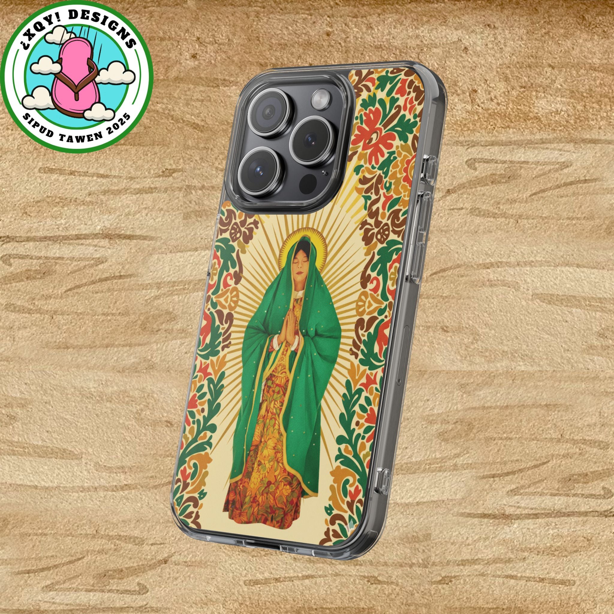 Virgin of Guadalupe Phone Case — Cut-Paper Style Religious Christian iPhone Samsung Pixel