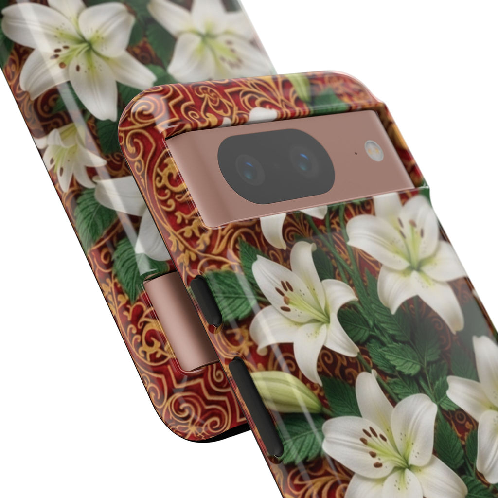 Luxury Lily Phone Case Elegant Floral Ornate Botanical Style Pristine White Bloom Motif Unique Accessory for iPhone Samsung Pixel Devices