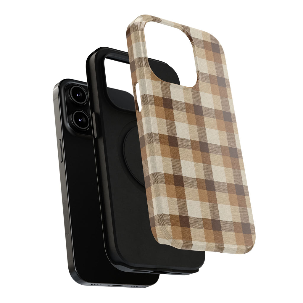 Brown Plaid Pattern Impact-Resistant Case | Checkered Phone Case
