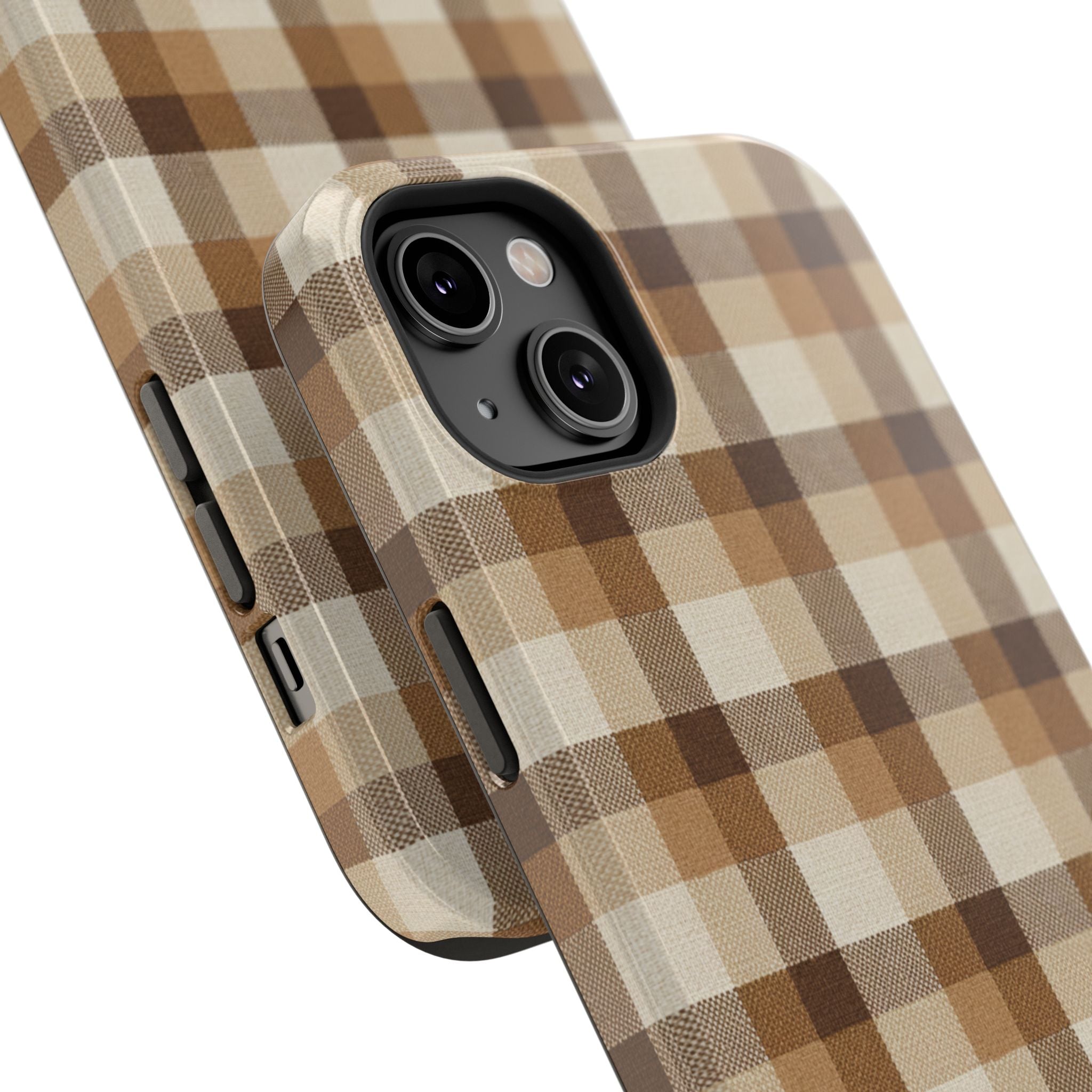 Brown Plaid Pattern Impact-Resistant Case | Checkered Phone Case