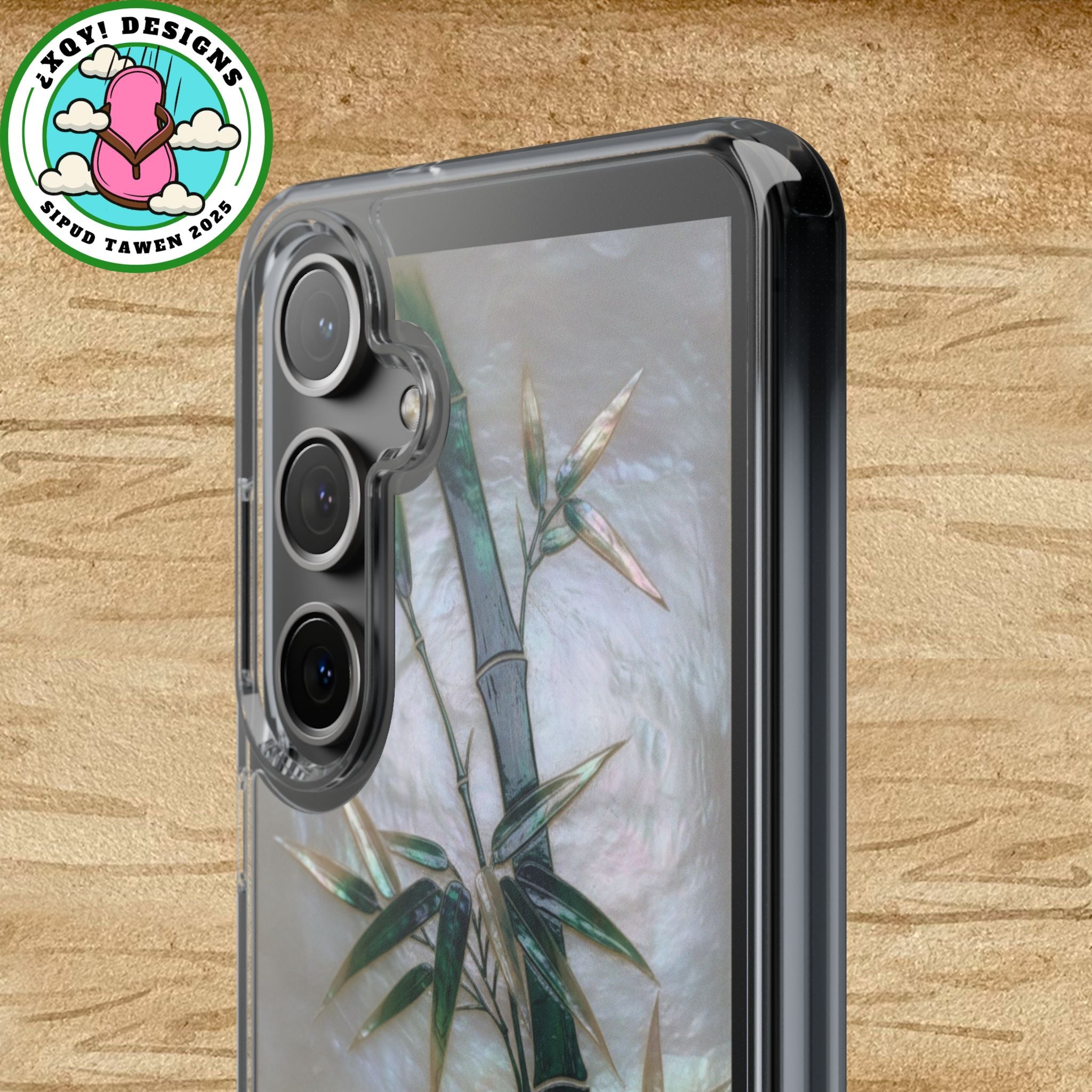 Phone Case, Mother of Pearl Bamboo Floral Design Impact-Resistant Cover, Protective Shell, Unique Gift, Accessories