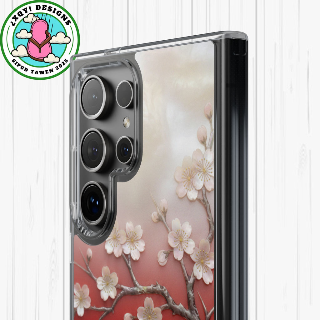 Mother of Pearl Floral Phone Case Elegant Sakura Design Asian Inspired Shell Inlay Artwork Japanese Blossom Decor Mobile Cover