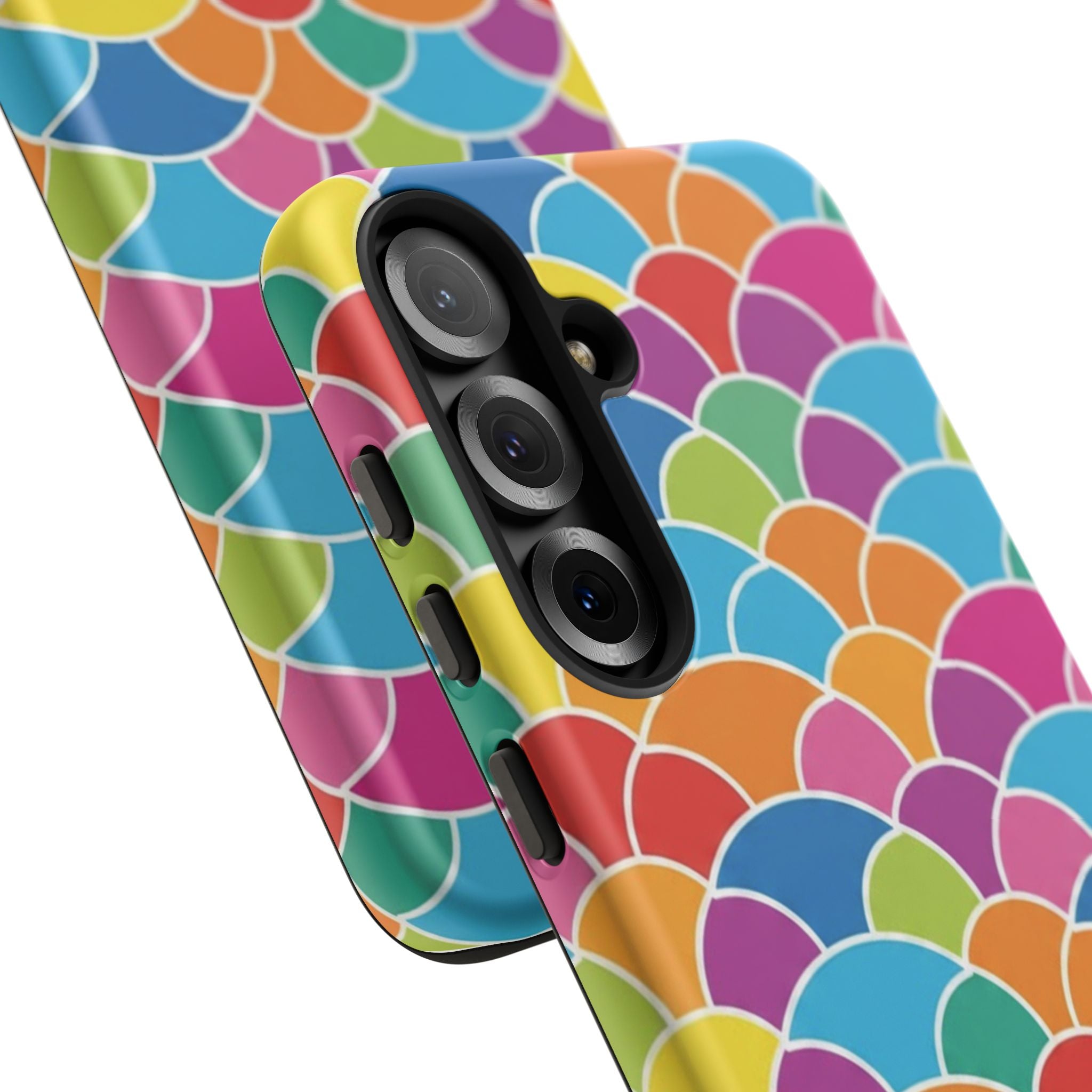 Colorful Scallop Pattern Phone Case Vibrant Protective Mermaid Scales Cover Eye-Catching Abstract Design for Samsung iPhone Pixel Models