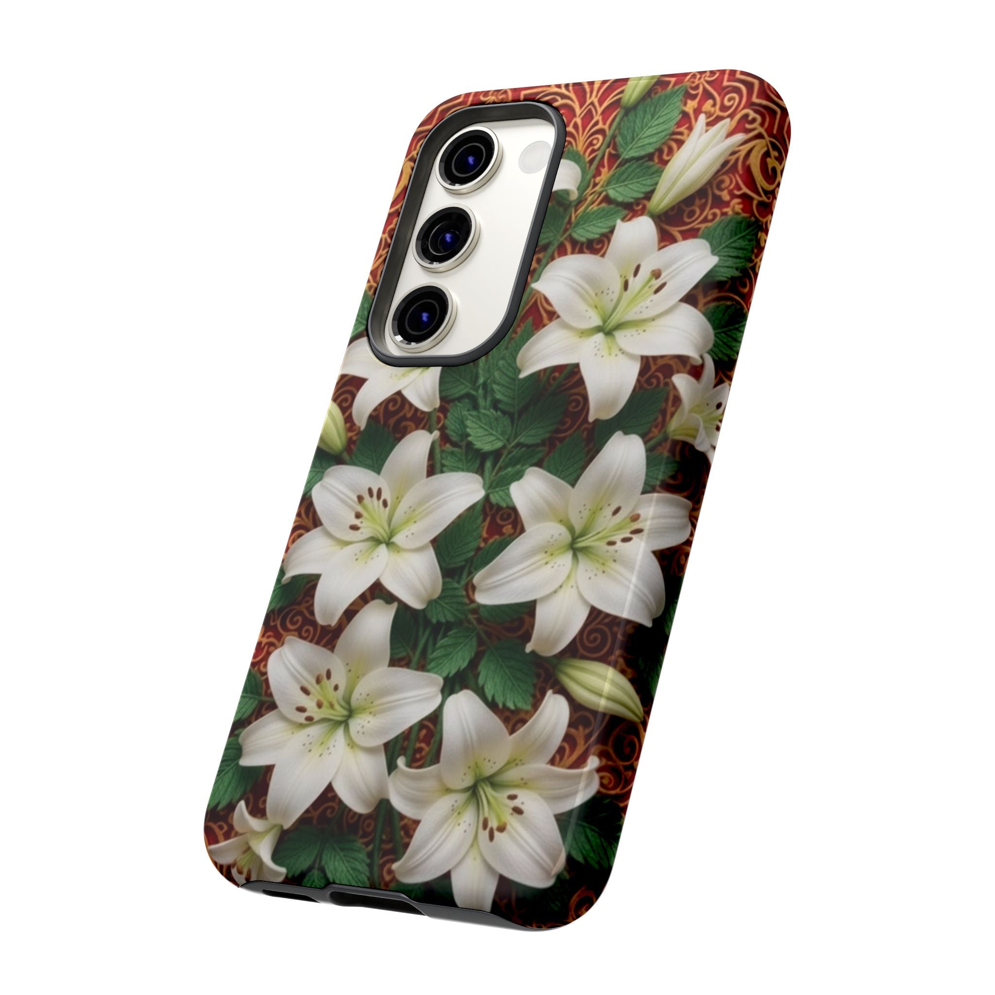Luxury Lily Phone Case Elegant Floral Ornate Botanical Style Pristine White Bloom Motif Unique Accessory for iPhone Samsung Pixel Devices