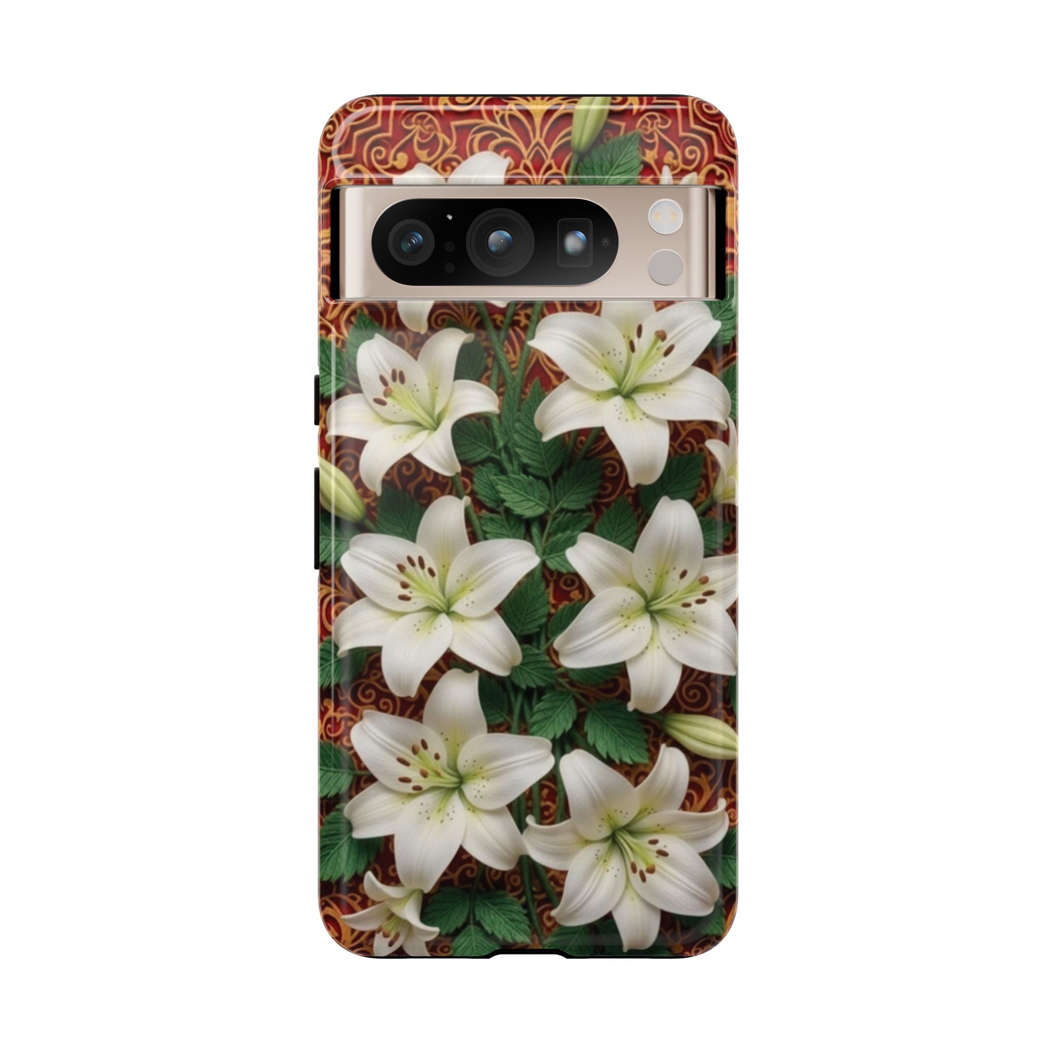 Luxury Lily Phone Case Elegant Floral Ornate Botanical Style Pristine White Bloom Motif Unique Accessory for iPhone Samsung Pixel Devices