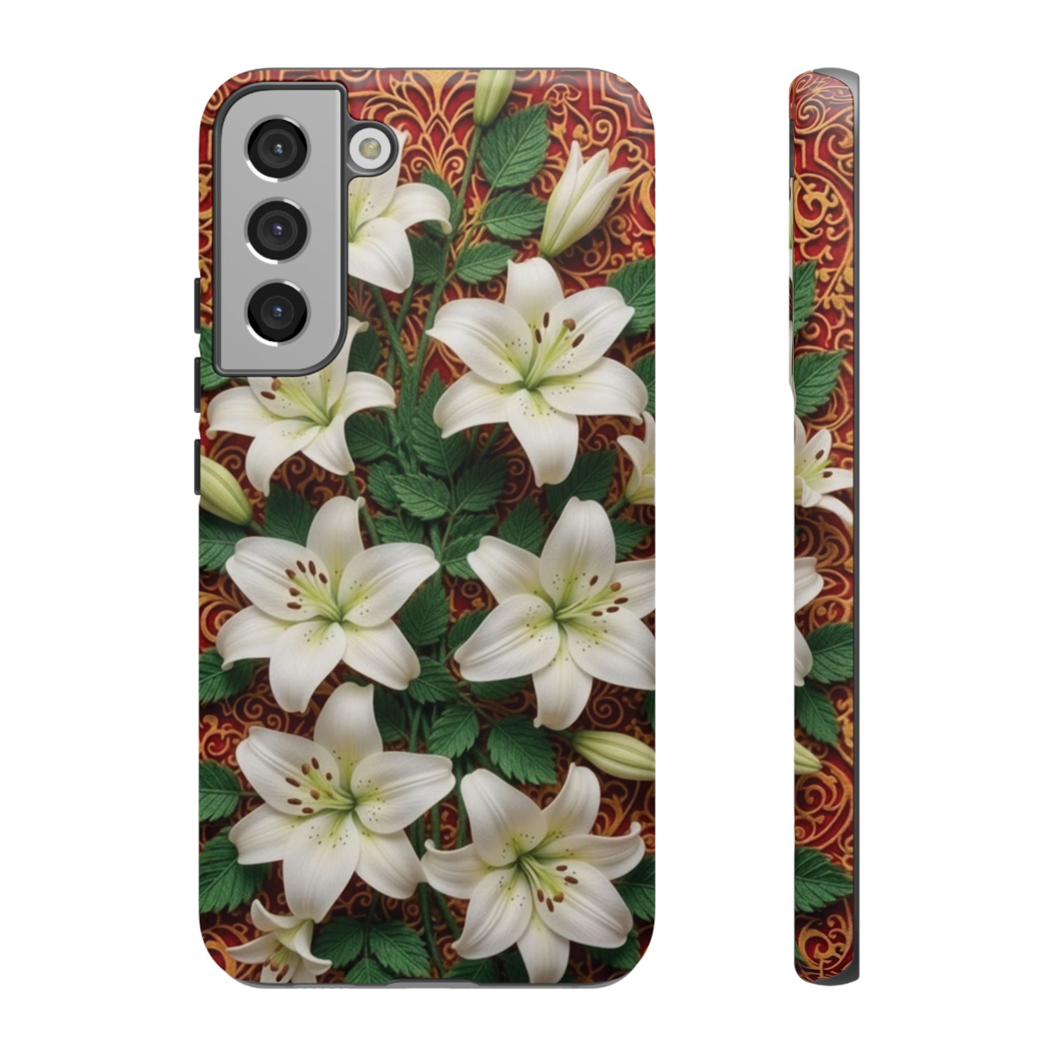 Luxury Lily Phone Case Elegant Floral Ornate Botanical Style Pristine White Bloom Motif Unique Accessory for iPhone Samsung Pixel Devices