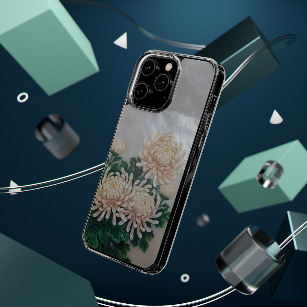Mother of pearl inlay Phone Case Nacre art panel Chinese mother of pearl flowers Chrysanthemum wall art design elegant luxury  gift