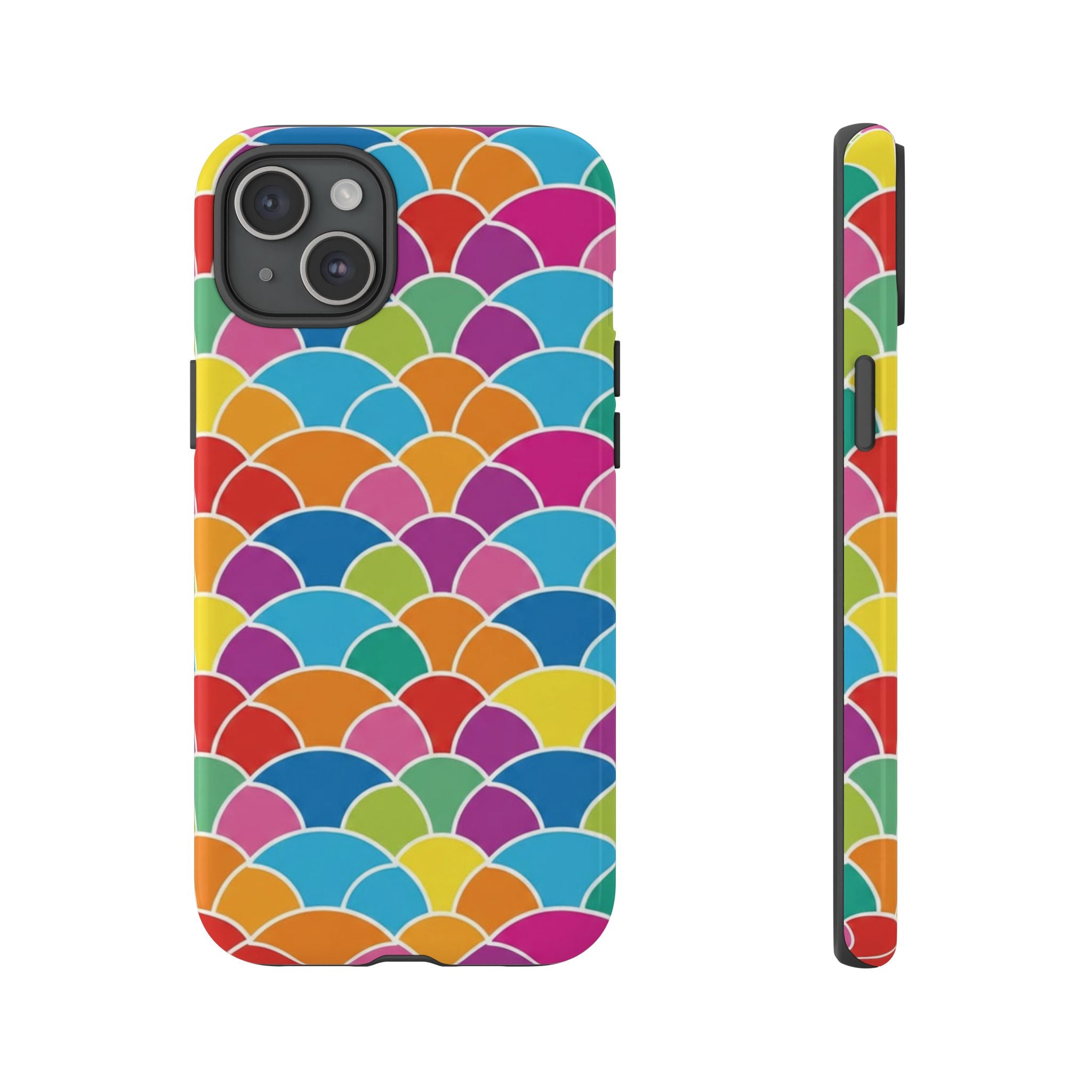 Colorful Scallop Pattern Phone Case Vibrant Protective Mermaid Scales Cover Eye-Catching Abstract Design for Samsung iPhone Pixel Models