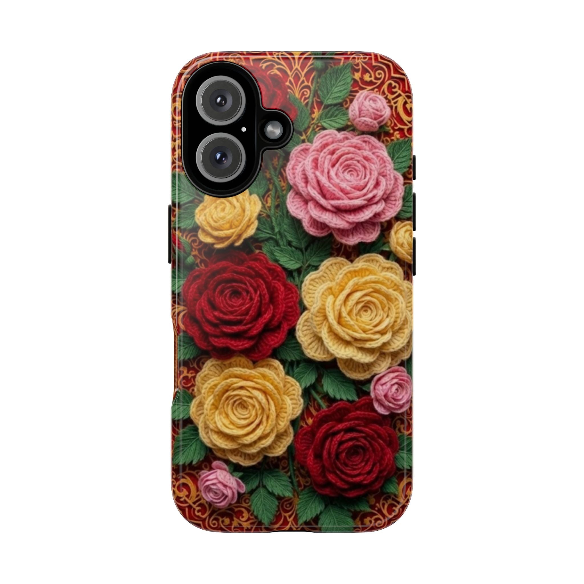 Yarn Vintage Rose Floral Phone Case Elegant Damask Pattern Smartphone Cover for Samsung Galaxy iOS Google Pixel