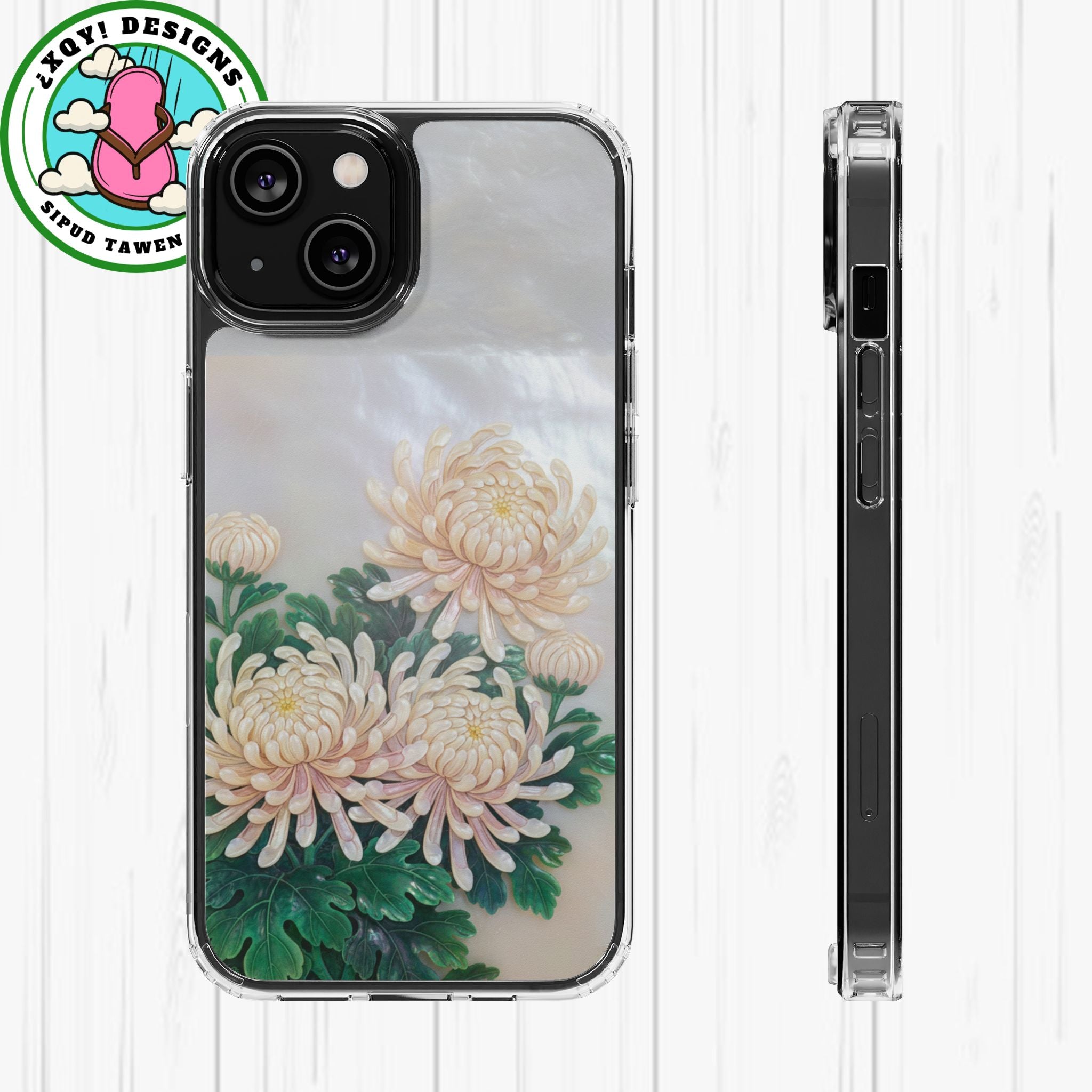 Mother of pearl inlay Phone Case Nacre art panel Chinese mother of pearl flowers Chrysanthemum wall art design elegant luxury  gift